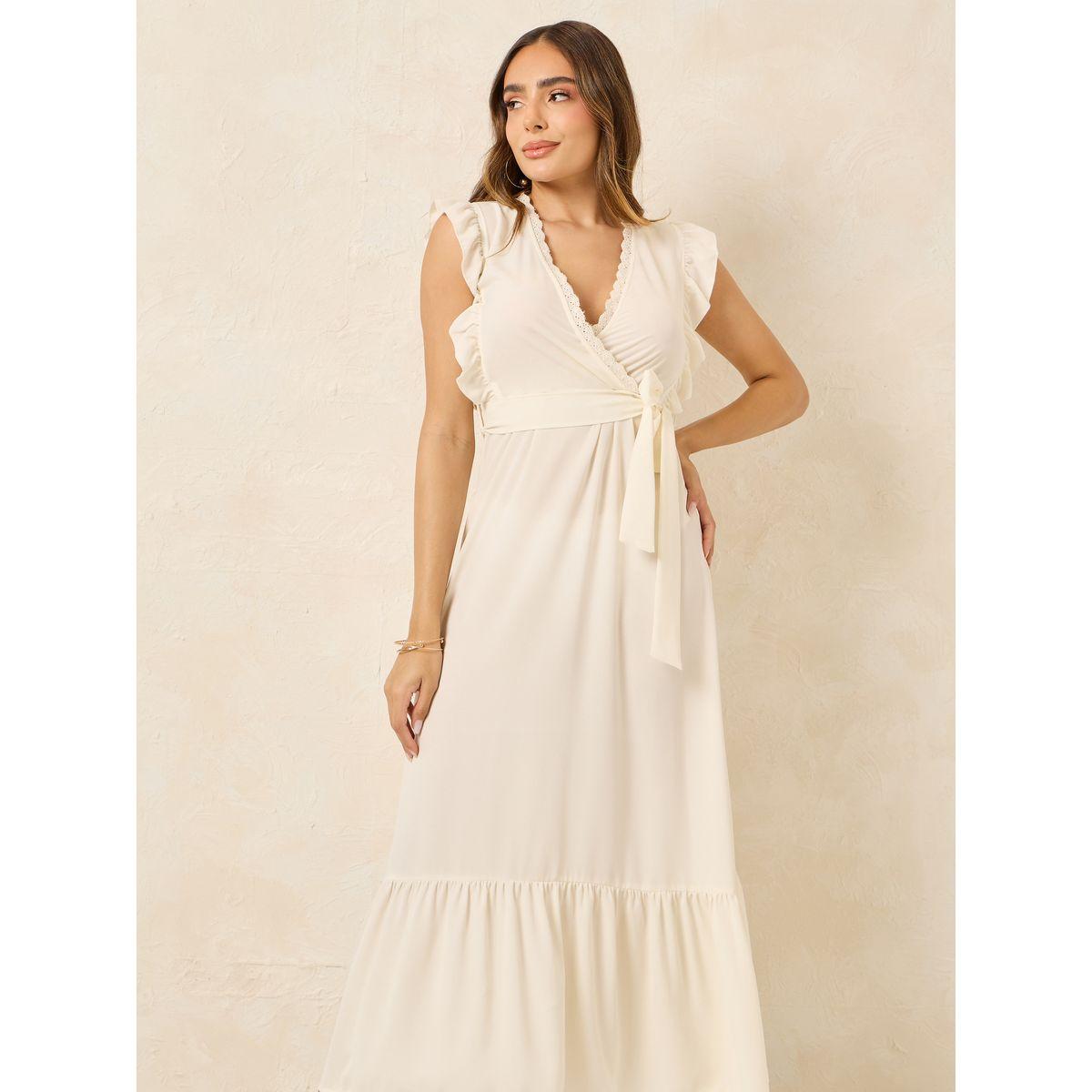 Styli Ruffle Detail Lace Trim A-Line Maxi Dress-women-clothing-dresses-image-2