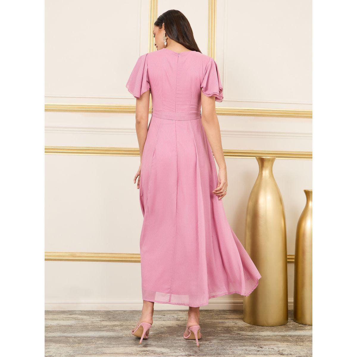 Styli Striped Embellished Buckle Belted A-Line Maxi Dress-women-clothing-dresses-image-4