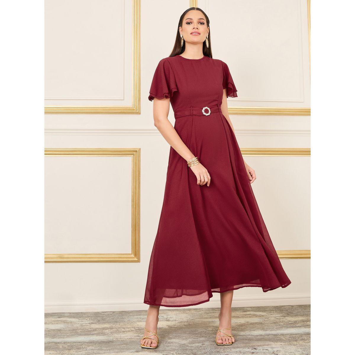 فستان طويل مخطط مع حزام خصر-women-clothing-dresses-image-1