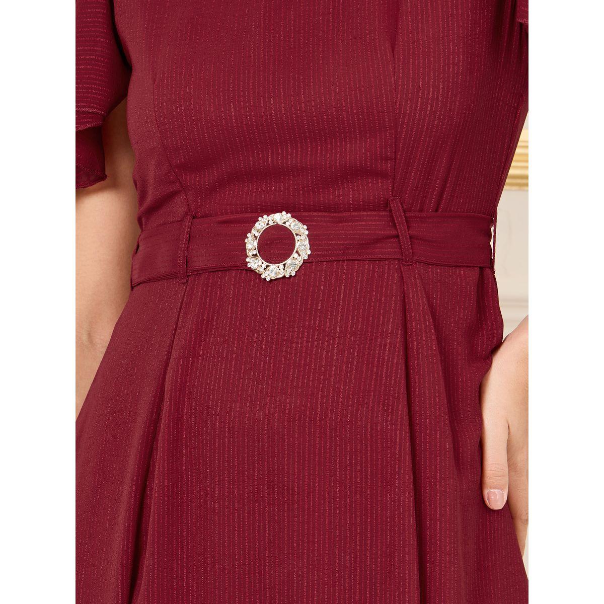 فستان طويل مخطط مع حزام خصر-women-clothing-dresses-image-3