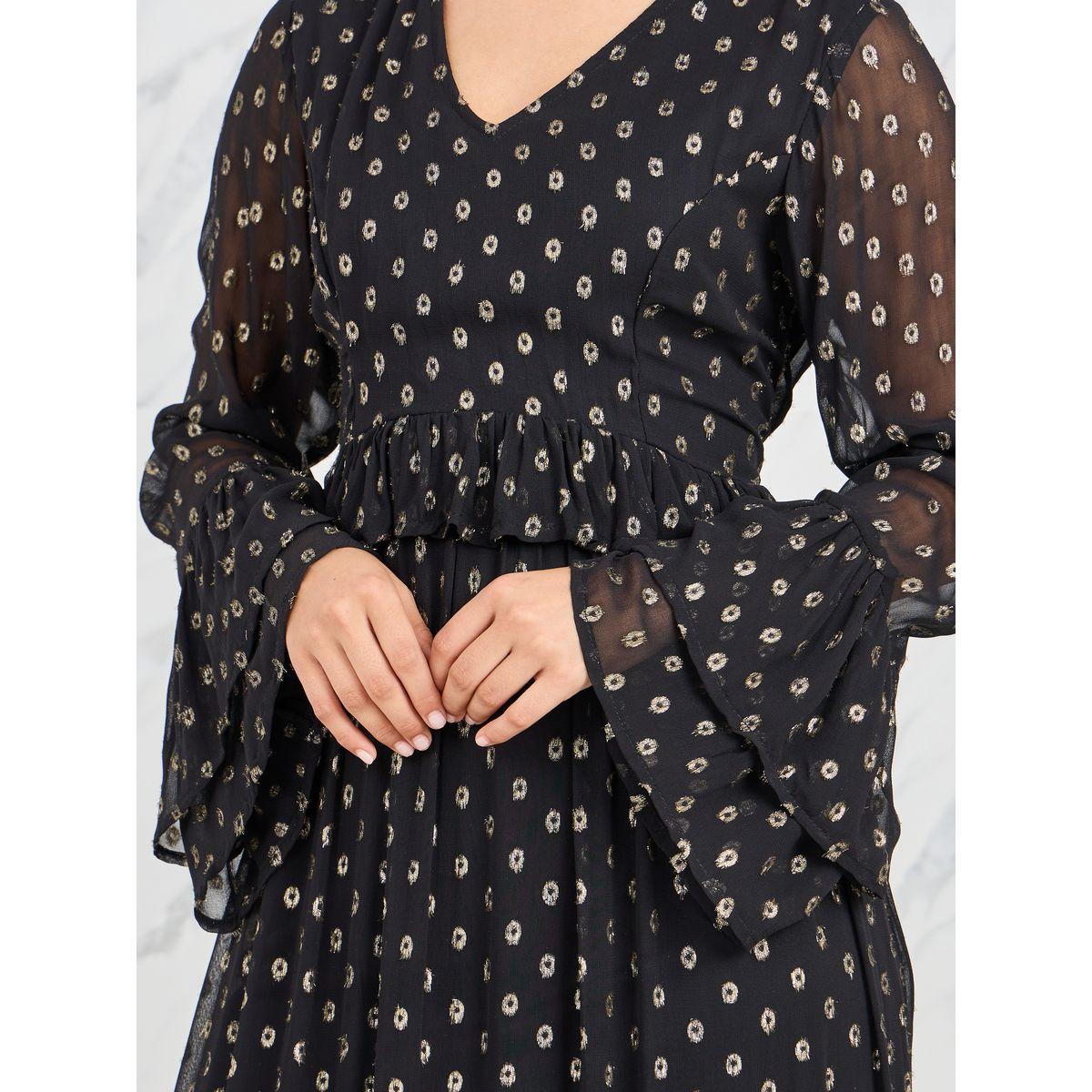 Styli Lurex Dobby Ruffle Layer A-Line Maxi Dress-women-clothing-dresses-image-3