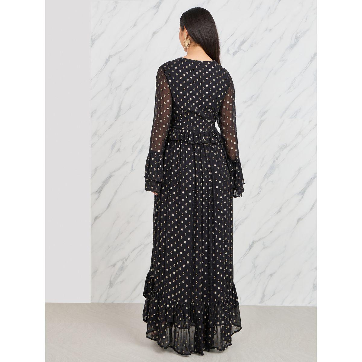 Styli Lurex Dobby Ruffle Layer A-Line Maxi Dress-women-clothing-dresses-image-4