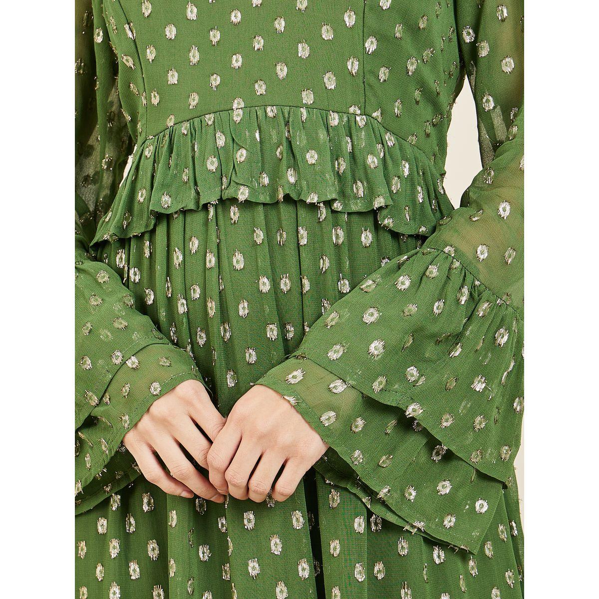Styli Lurex Dobby Ruffle Layer A-Line Maxi Dress-women-clothing-dresses-image-3