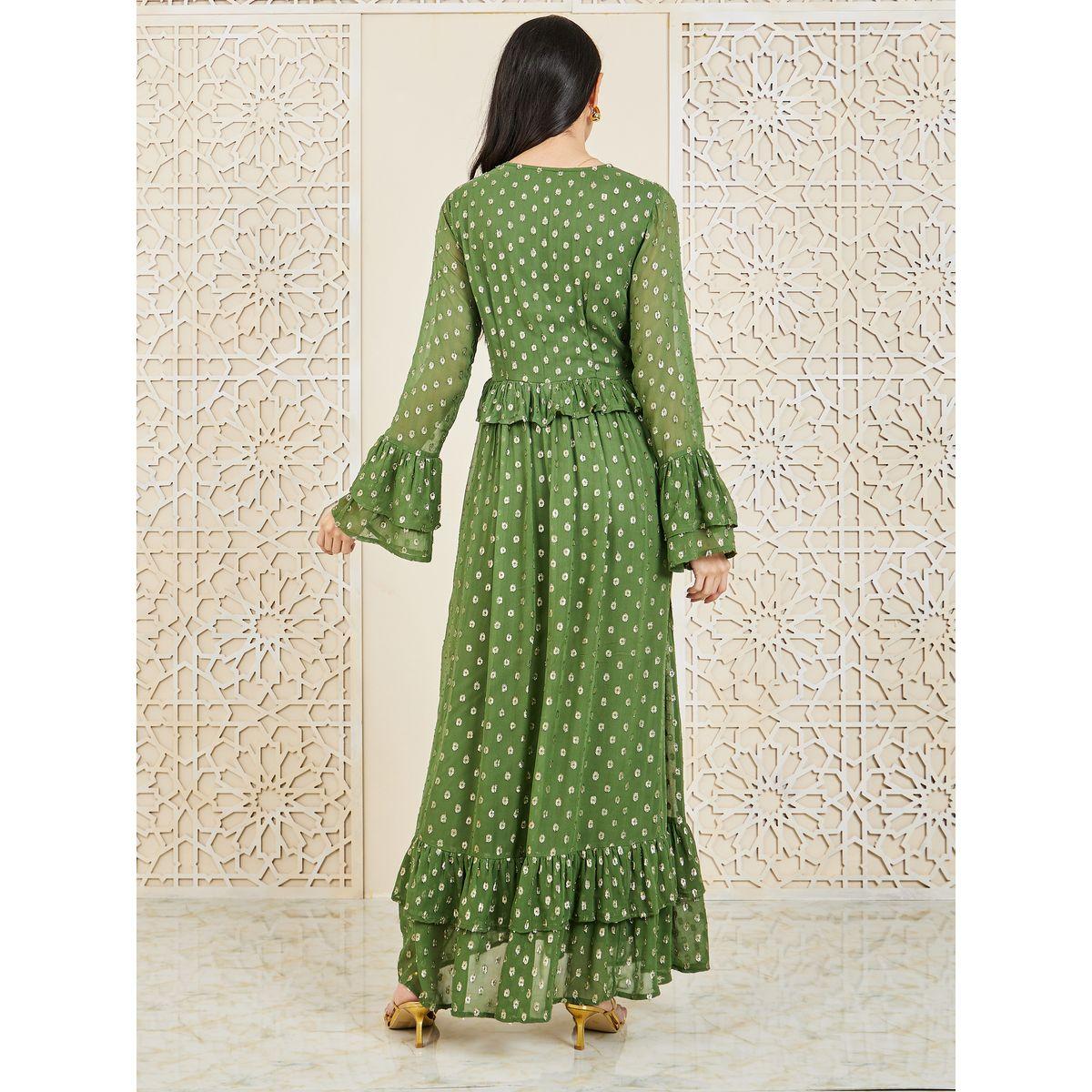 Styli Lurex Dobby Ruffle Layer A-Line Maxi Dress-women-clothing-dresses-image-4