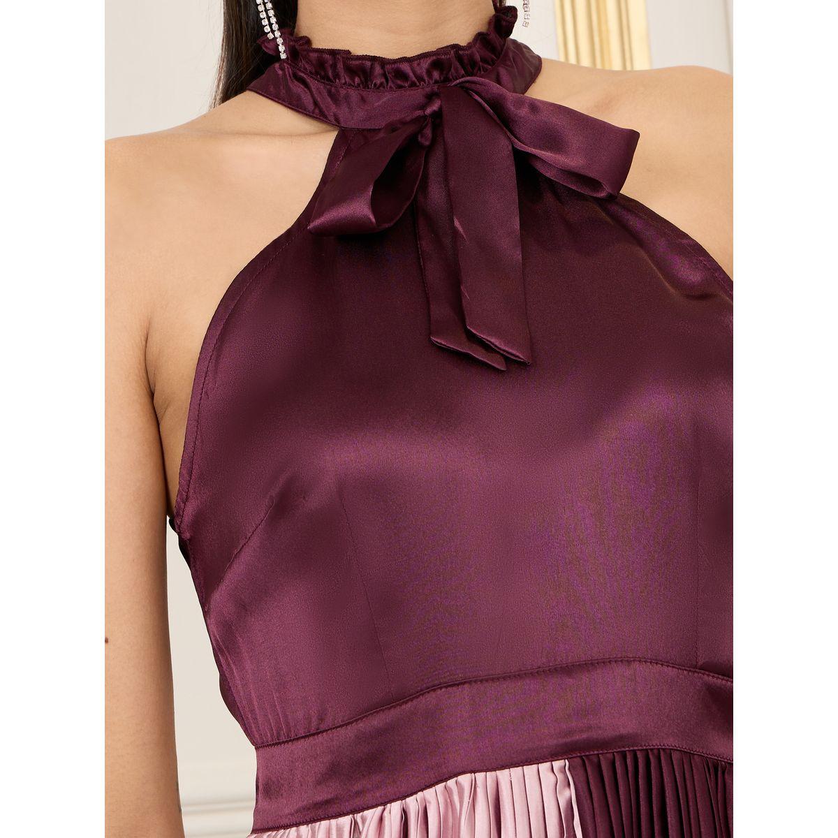 فستان طويل بياقة هولتر ونمط كتل الالوان-women-clothing-dresses-image-3