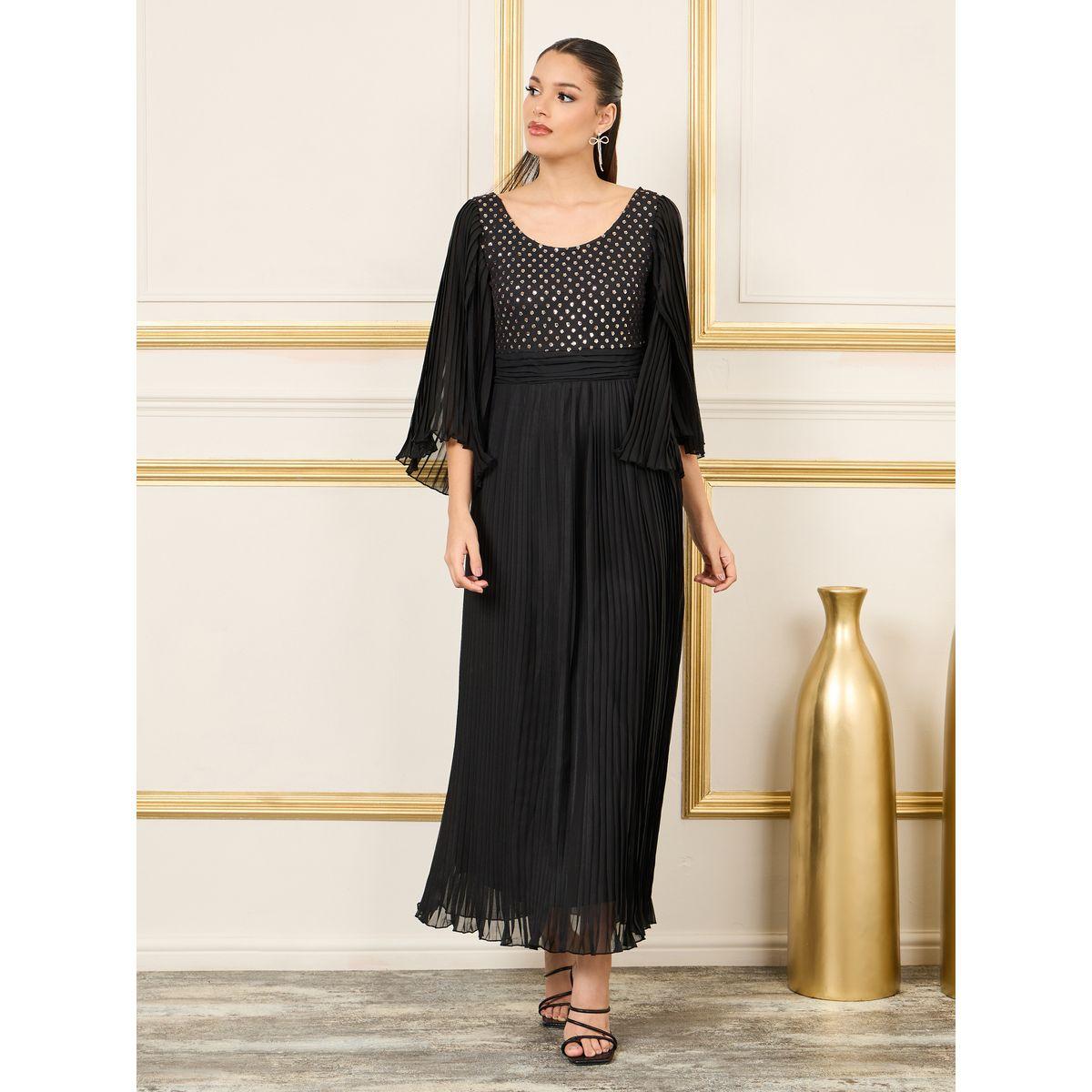 فستان طويل بكسرات مع ترتر-women-clothing-dresses-image-1
