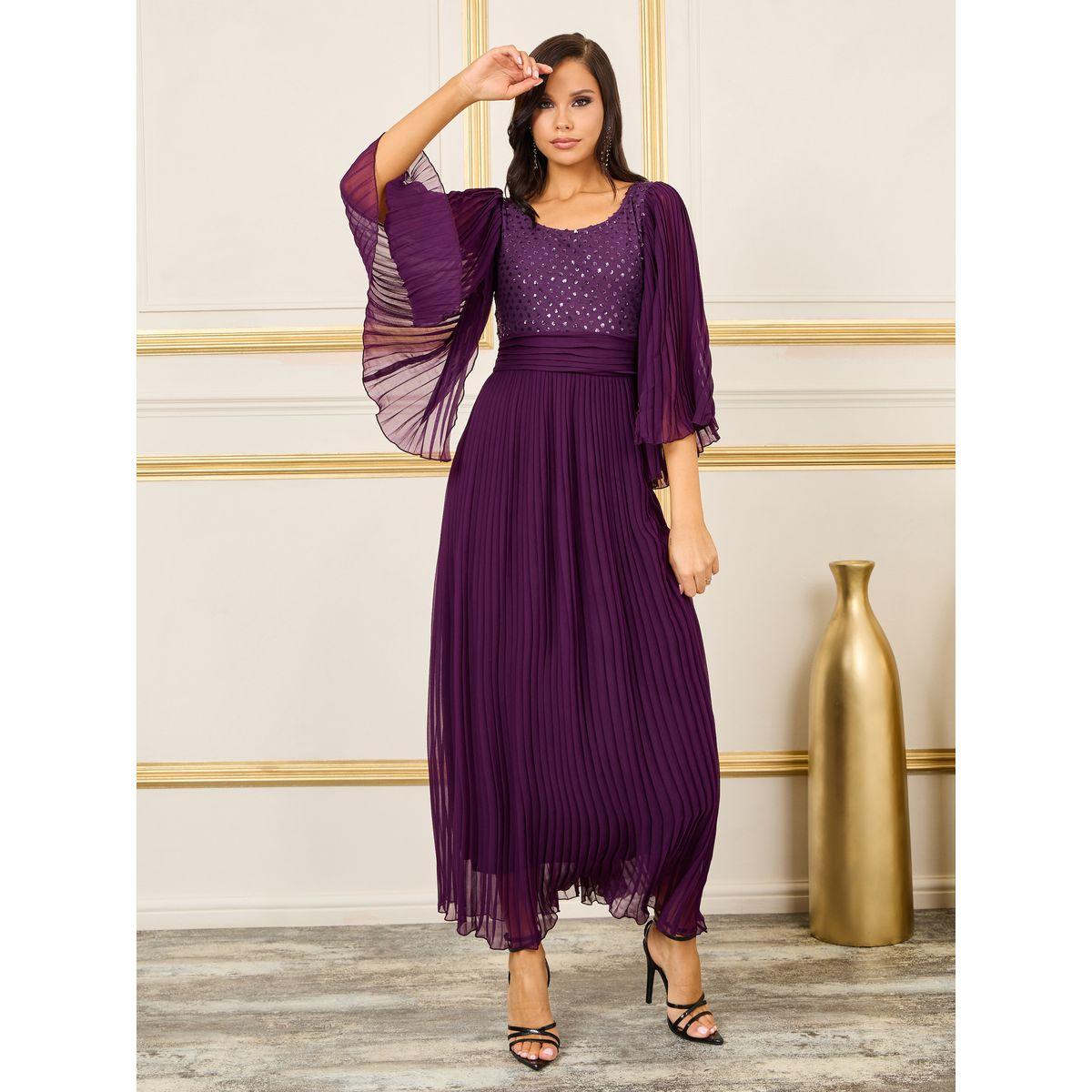 فستان طويل بكسرات مع ترتر-women-clothing-dresses-image-1