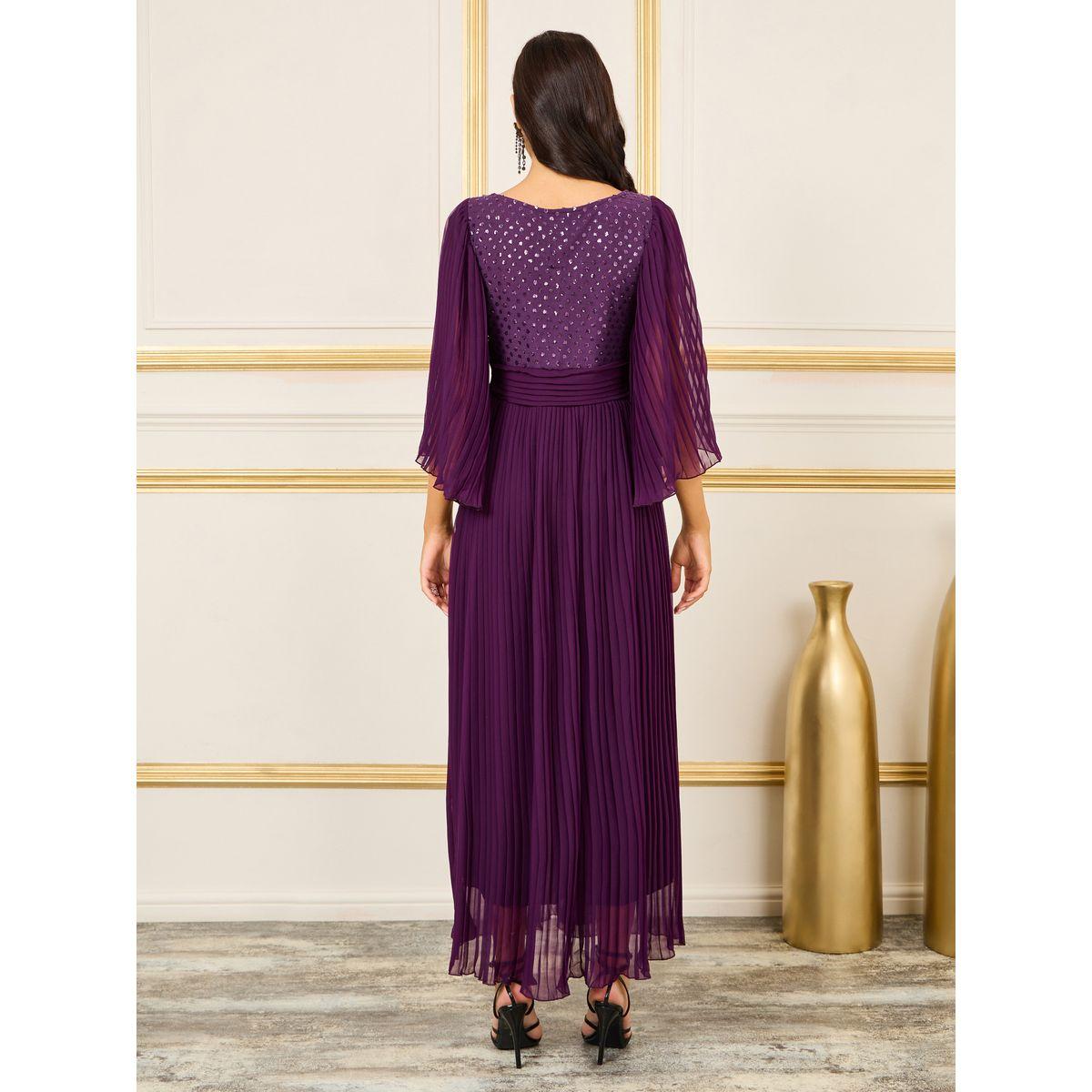 فستان طويل بكسرات مع ترتر-women-clothing-dresses-image-4