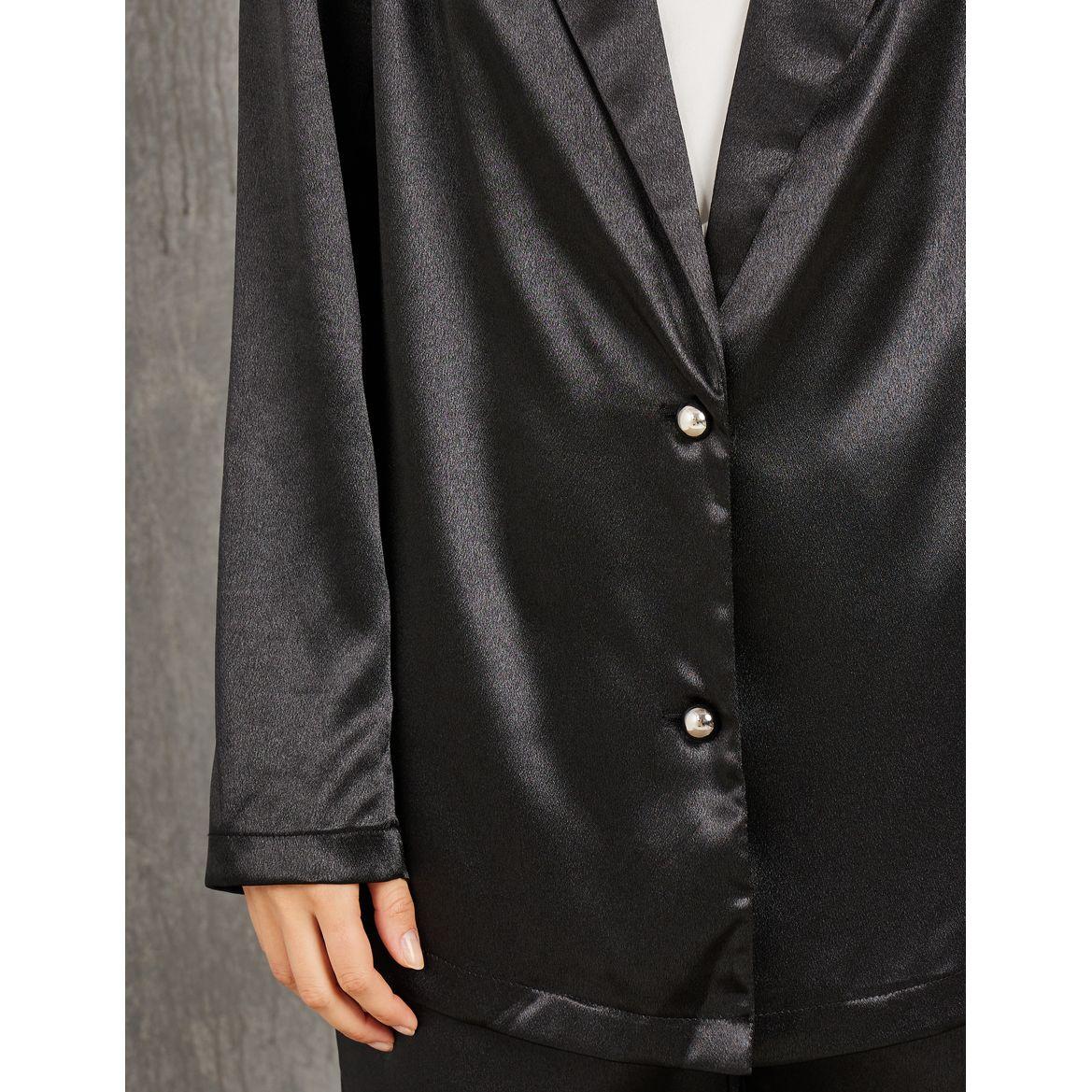 Styli Embellished Fringe Trim Split Back Blazer & Flared Pants Co-Ords-women-clothing-coordsets-image-4