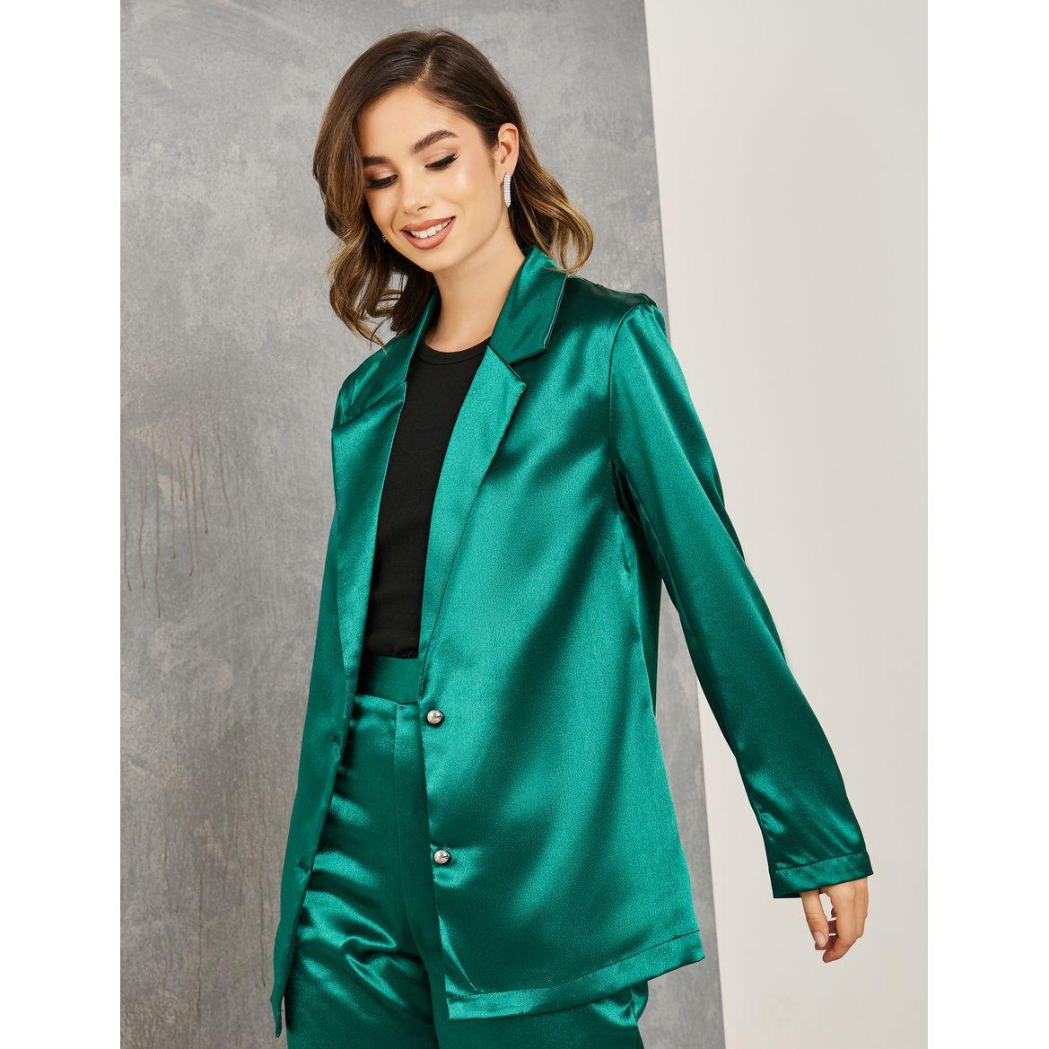 Styli Embellished Fringe Trim Split Back Blazer & Flared Pants Co-Ords-women-clothing-coordsets-image-3