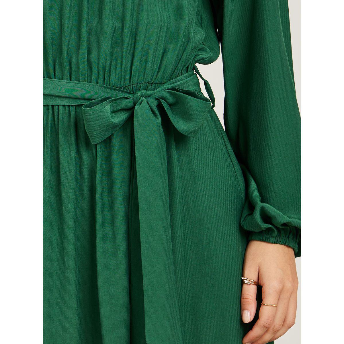 Styli Ruffled High Neck Midi Dress with Tie Belt-women-clothing-dresses-image-3