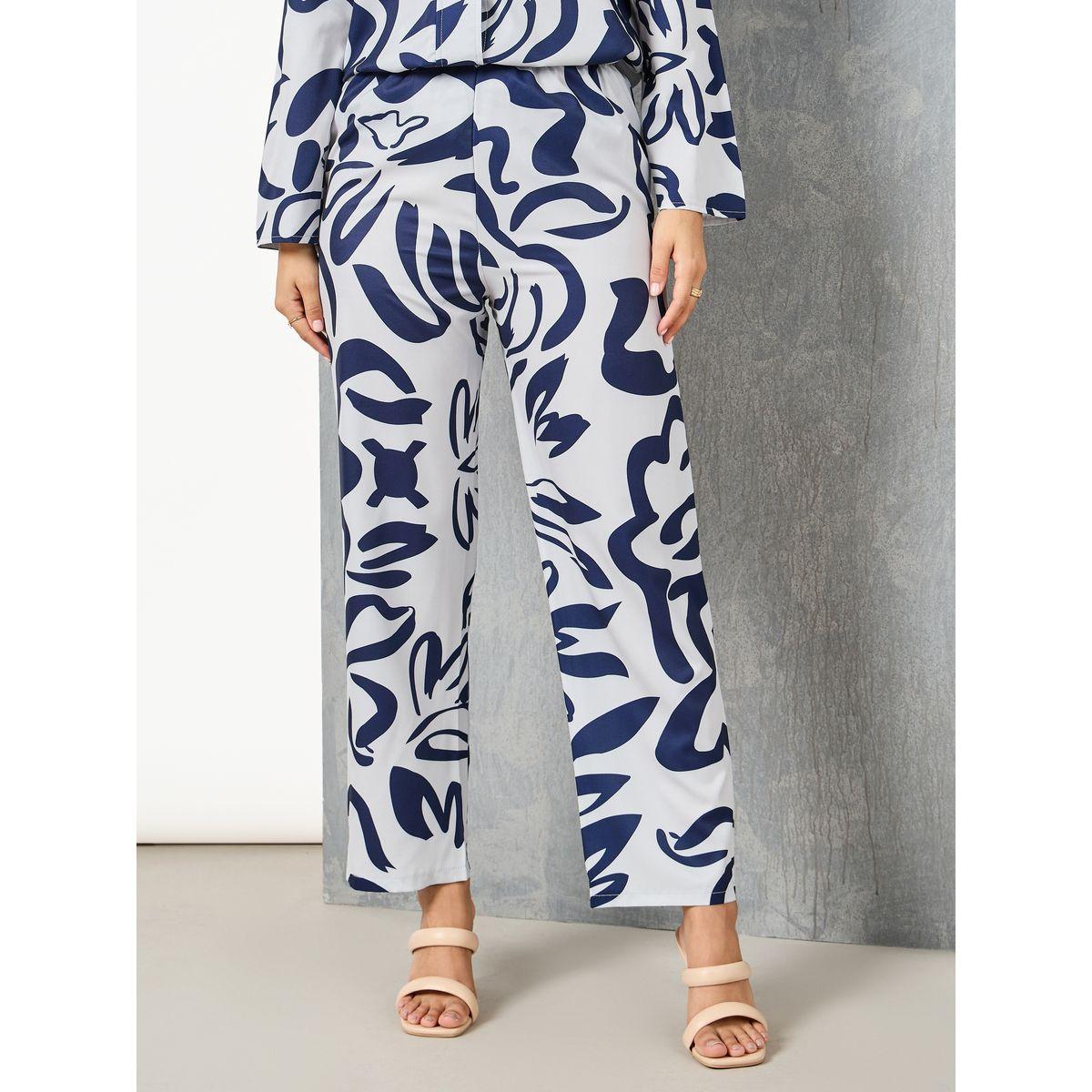 Styli Abstract Print Longline Shirt and Wide Leg Co-ords-women-clothing-coordsets-image-5