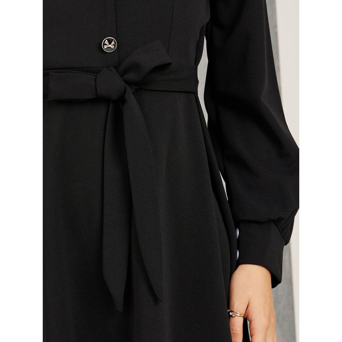 Styli Square Neck A-Line Midi Dress with Tie Waist-women-clothing-dresses-image-3