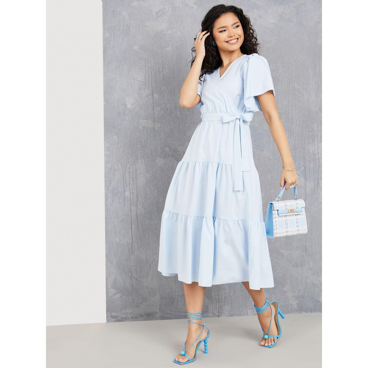 Styli Solid Wrap Tiered Midi Dress-women-clothing-dresses-image-4