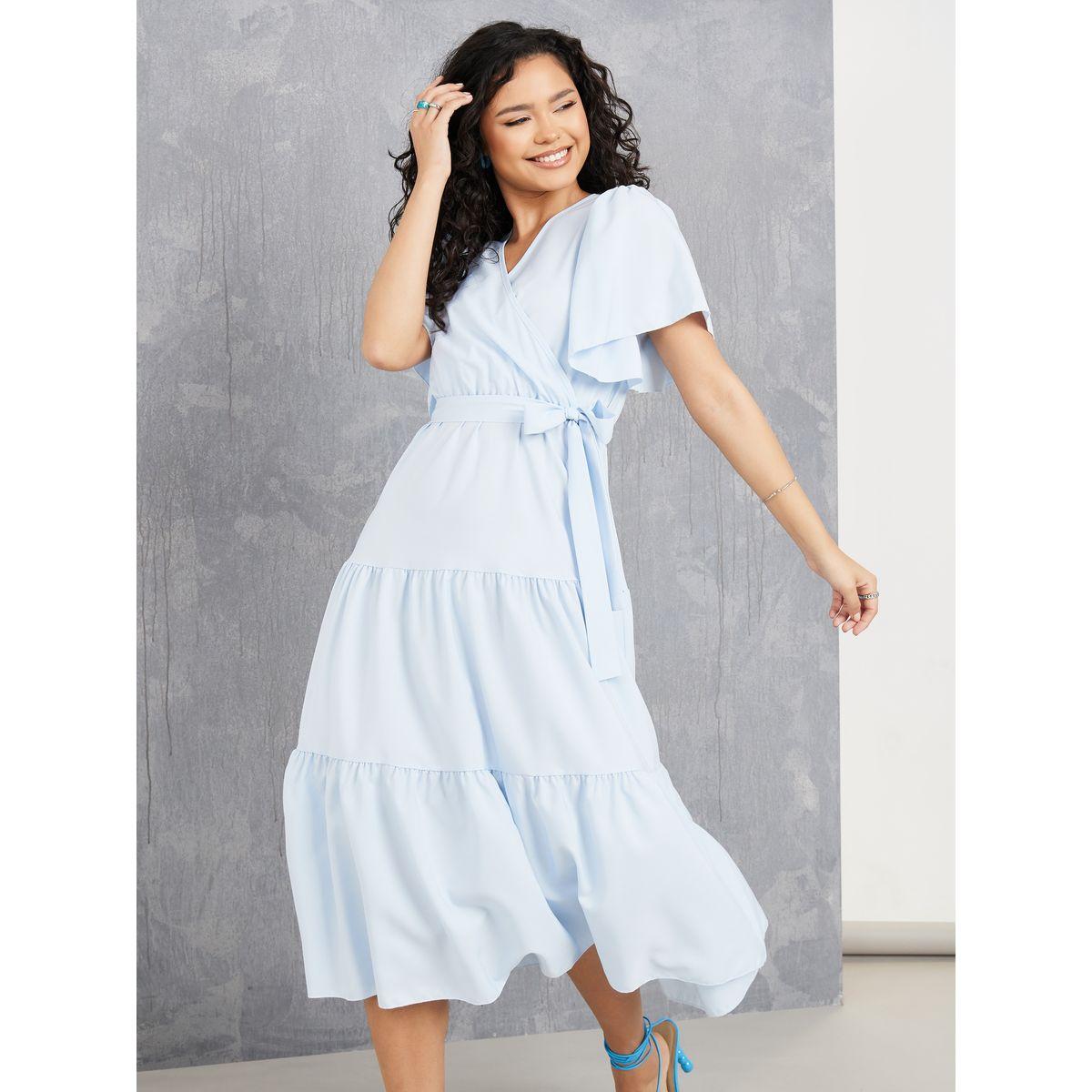 Styli Solid Wrap Tiered Midi Dress-women-clothing-dresses-image-2
