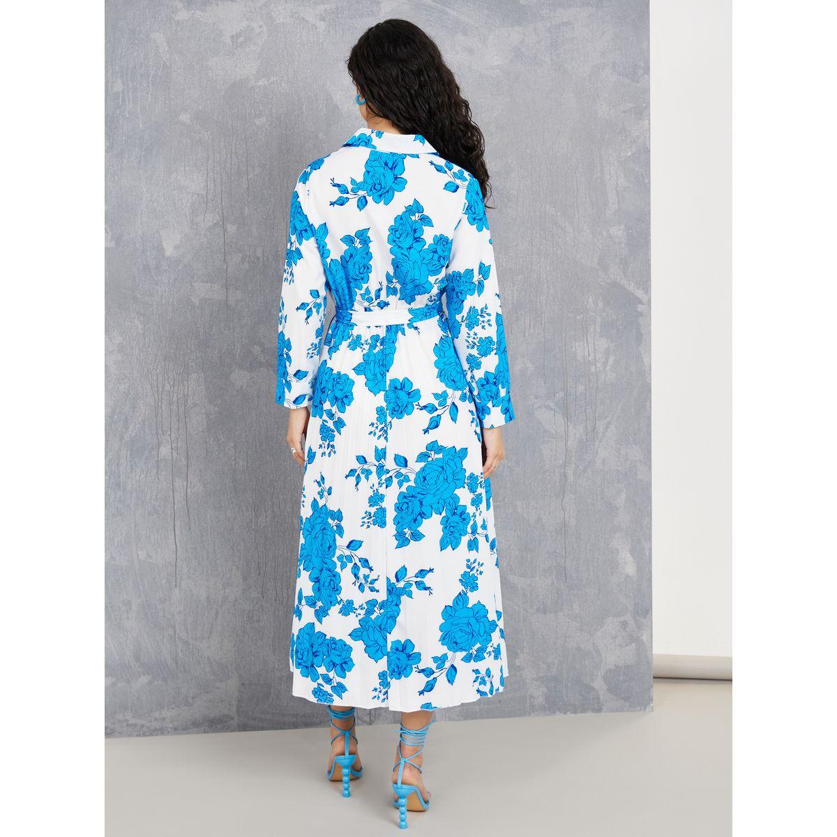 فستان ميدي بنمط لف وطبعة زهور-women-clothing-dresses-image-4