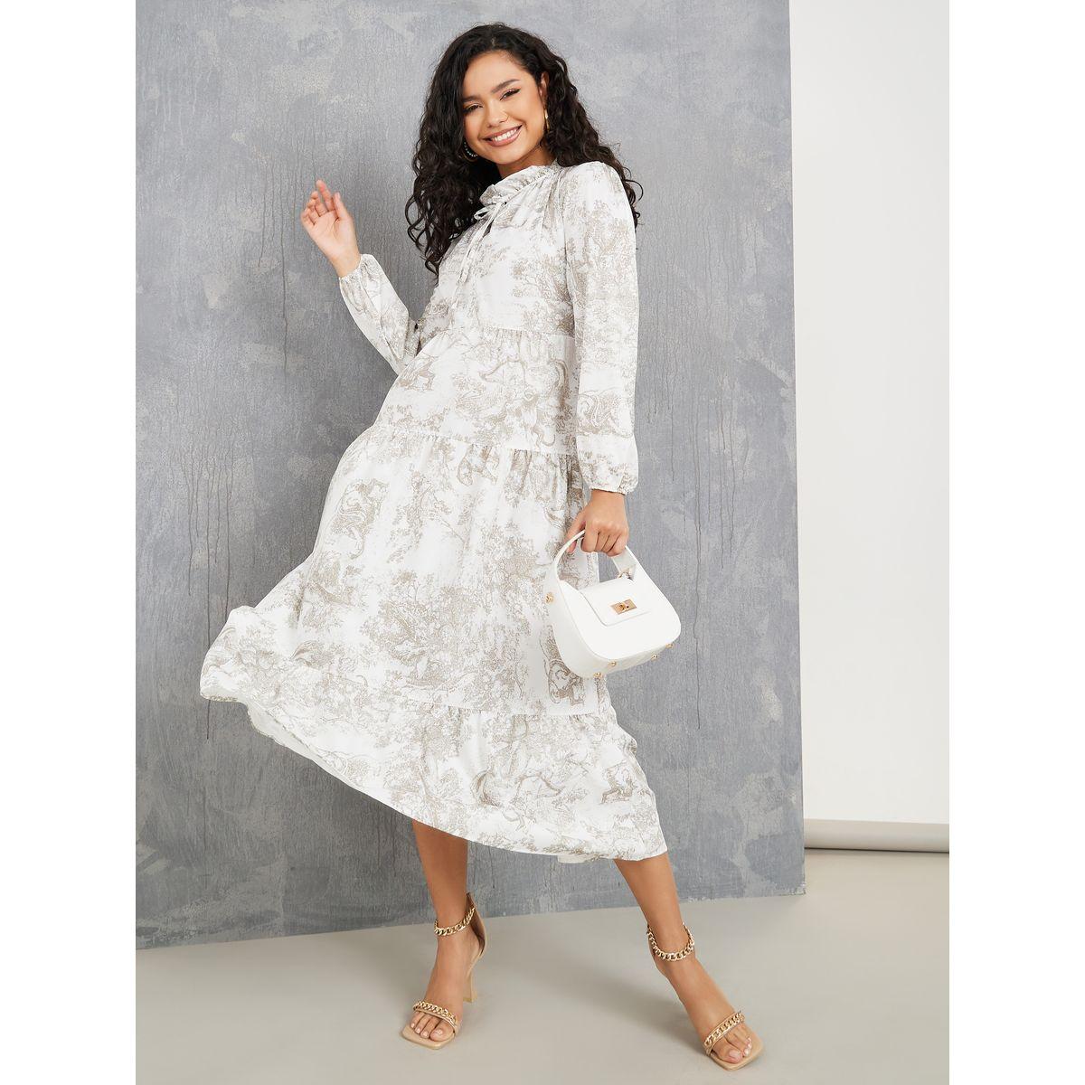 Styli Abstract Print Tie Up Neck Long Sleeves Maxi Dress-women-clothing-dresses-image-1