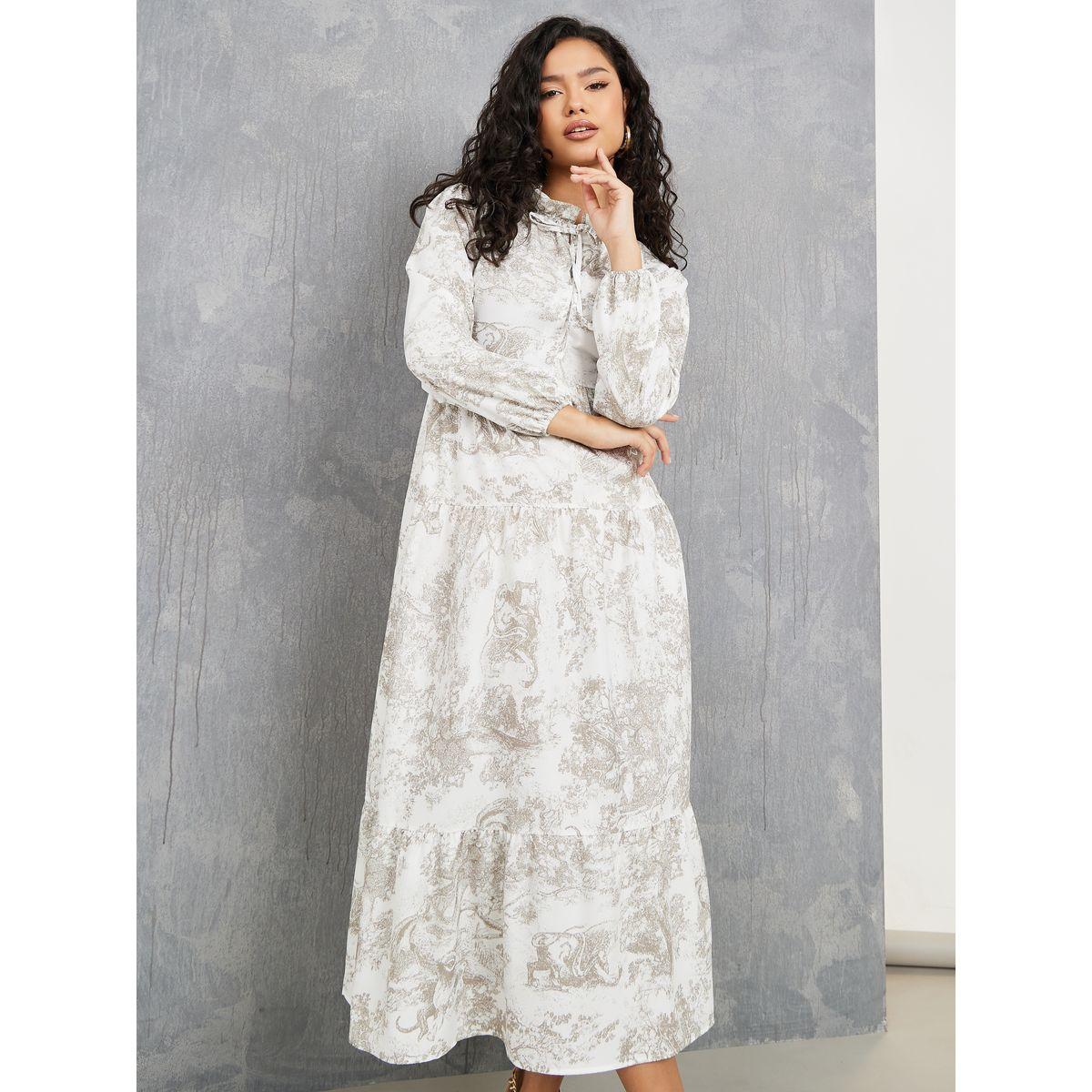 فستان طويل بطبعة مجردة واكمام طويلة-women-clothing-dresses-image-2