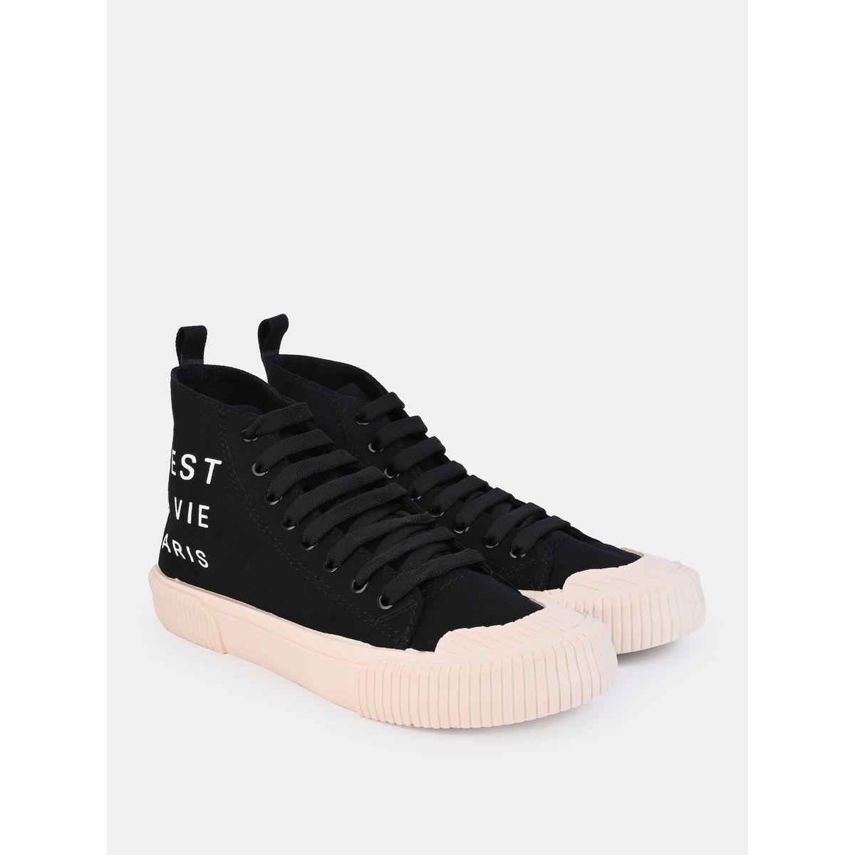 Styli High Top Slogan Print Casual Canvas Shoes-men-shoes-sneakers-image-2