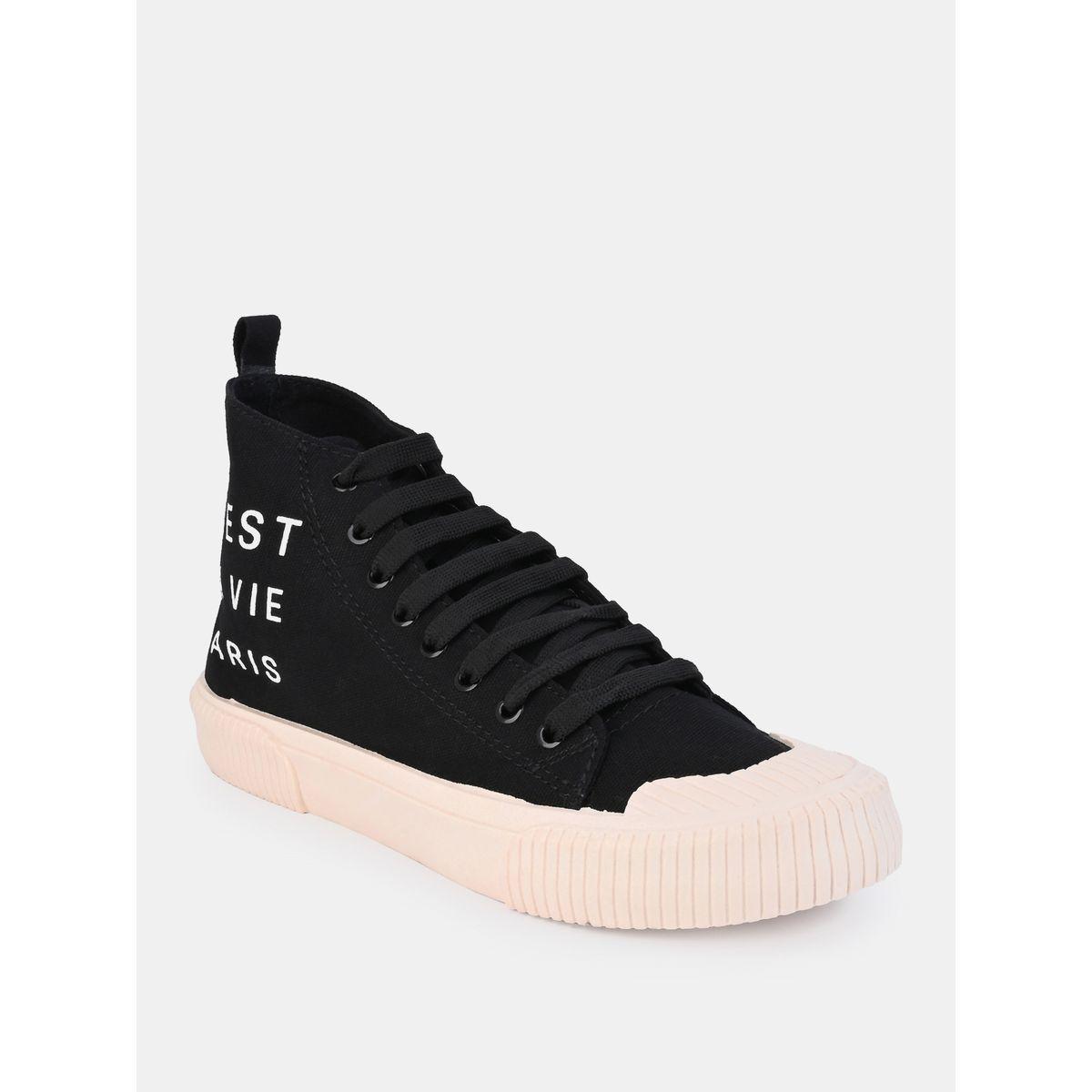 Styli High Top Slogan Print Casual Canvas Shoes-men-shoes-sneakers-image-4