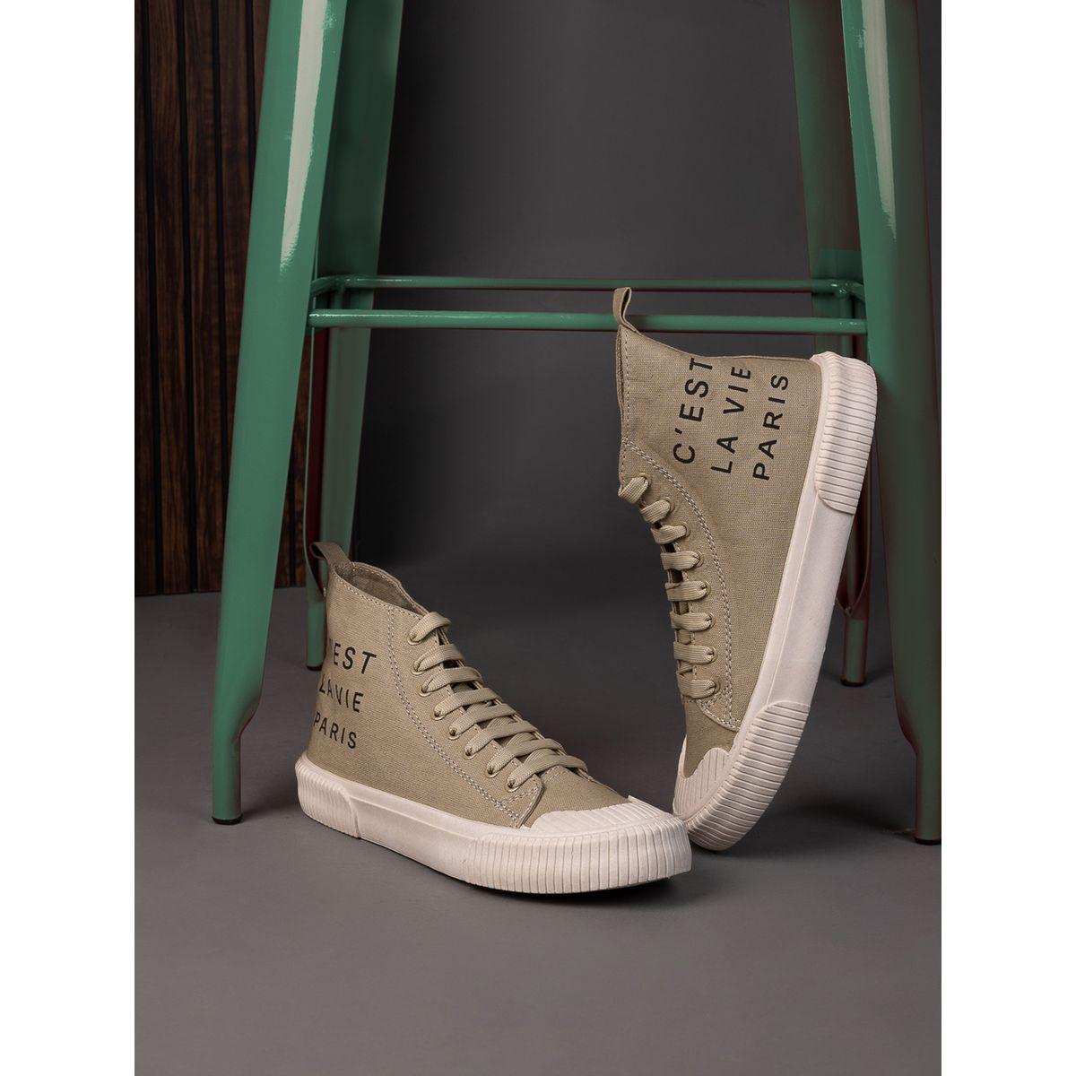 Styli High Top Slogan Print Casual Canvas Shoes-men-shoes-sneakers-image-1