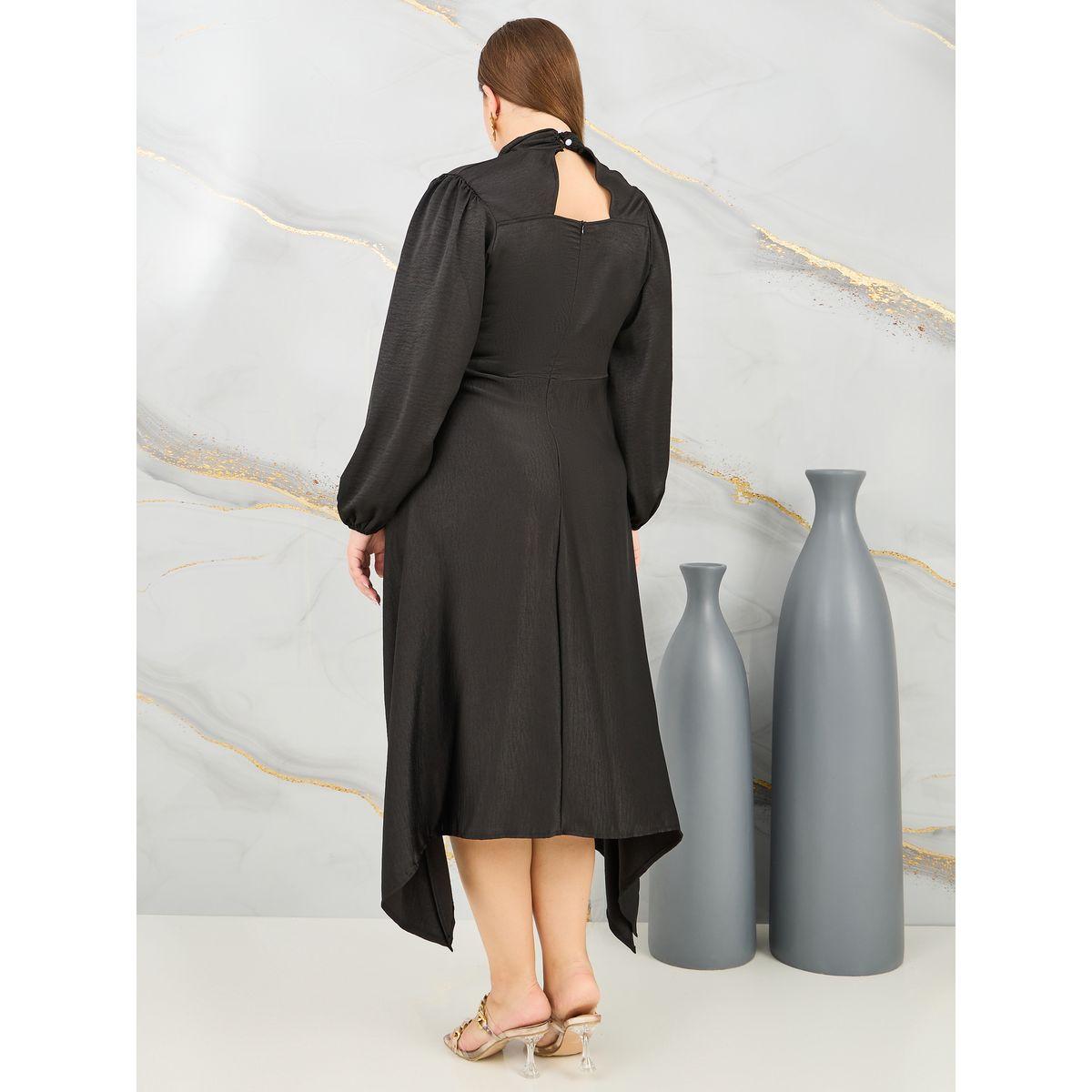 فستان ساتان ميدي بياقة هولتر واكمام طويلة-women-clothing-dresses-image-4