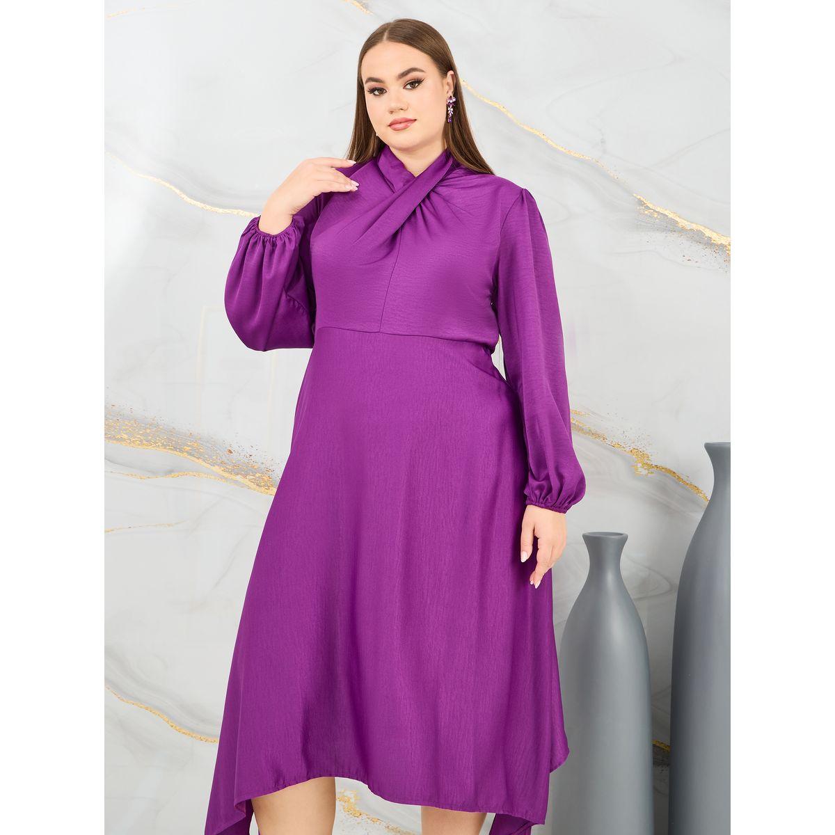 Styli Satin Halter Neck Long Sleeves Handkerchief Hem Midi Dress-women-clothing-dresses-image-2