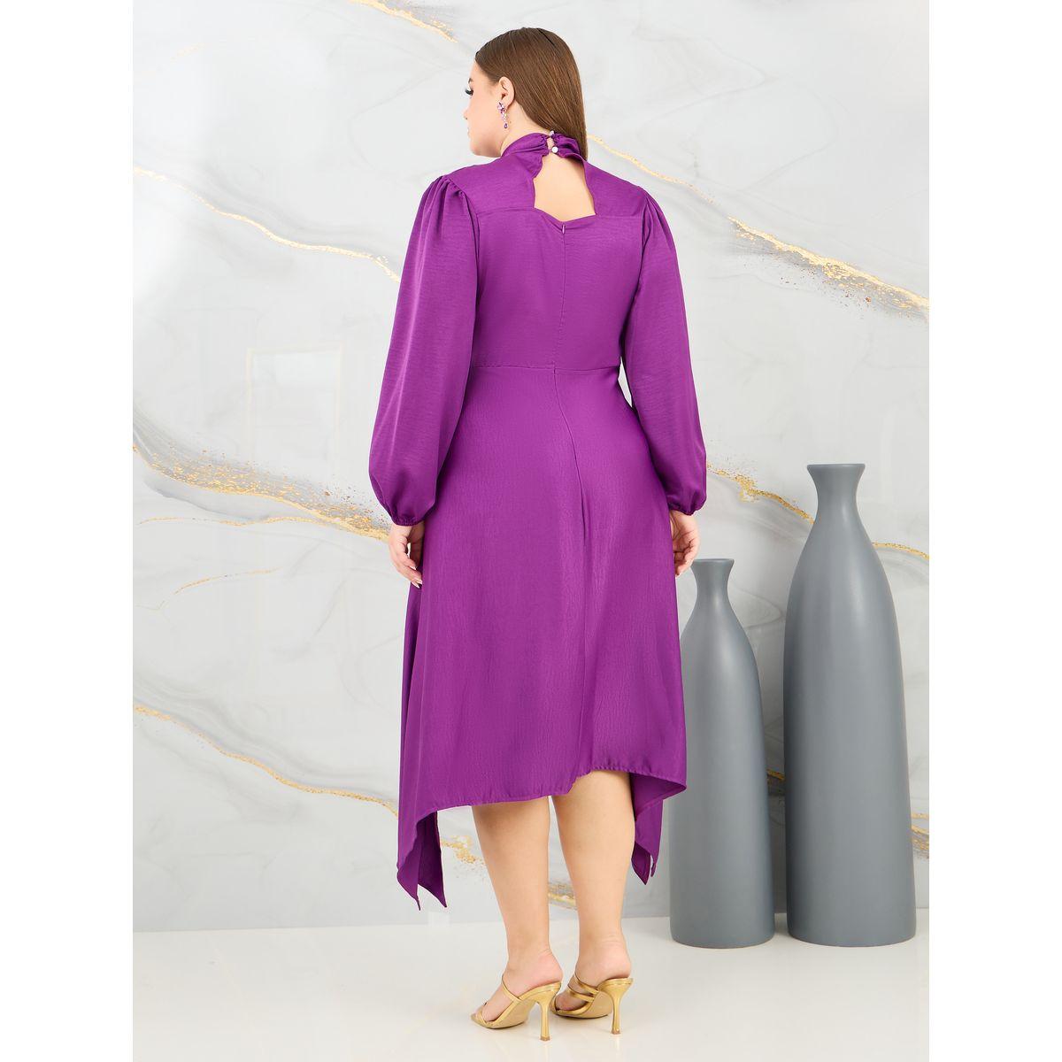 فستان ساتان ميدي بياقة هولتر واكمام طويلة-women-clothing-dresses-image-4