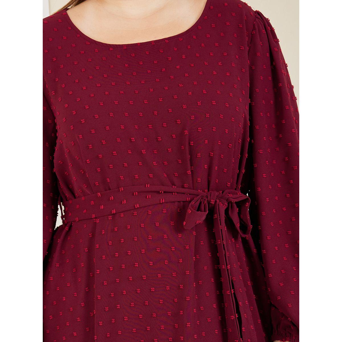 Styli Plus Dobby Self Tie Up A-Line Maxi Dress-women-clothing-dresses-image-3