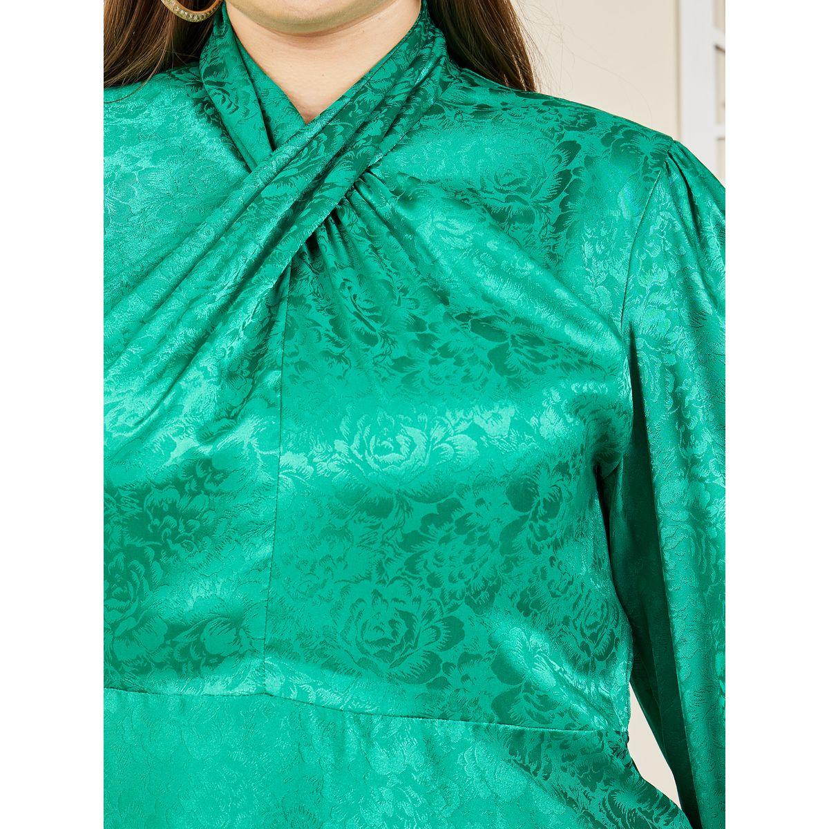 Styli Plus Satin Jacquard Print Handkerchief Hem A-Line Midi Dress-women-clothing-dresses-image-3