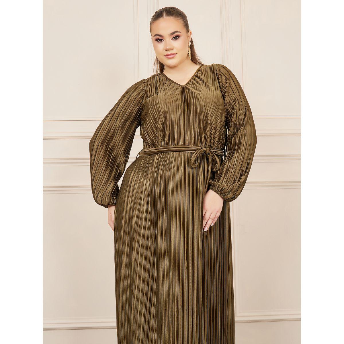 Styli Plus Plisse Self Tie Up A-Line Maxi Dress-women-clothing-dresses-image-2