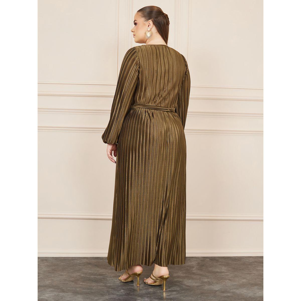 Styli Plus Plisse Self Tie Up A-Line Maxi Dress-women-clothing-dresses-image-4