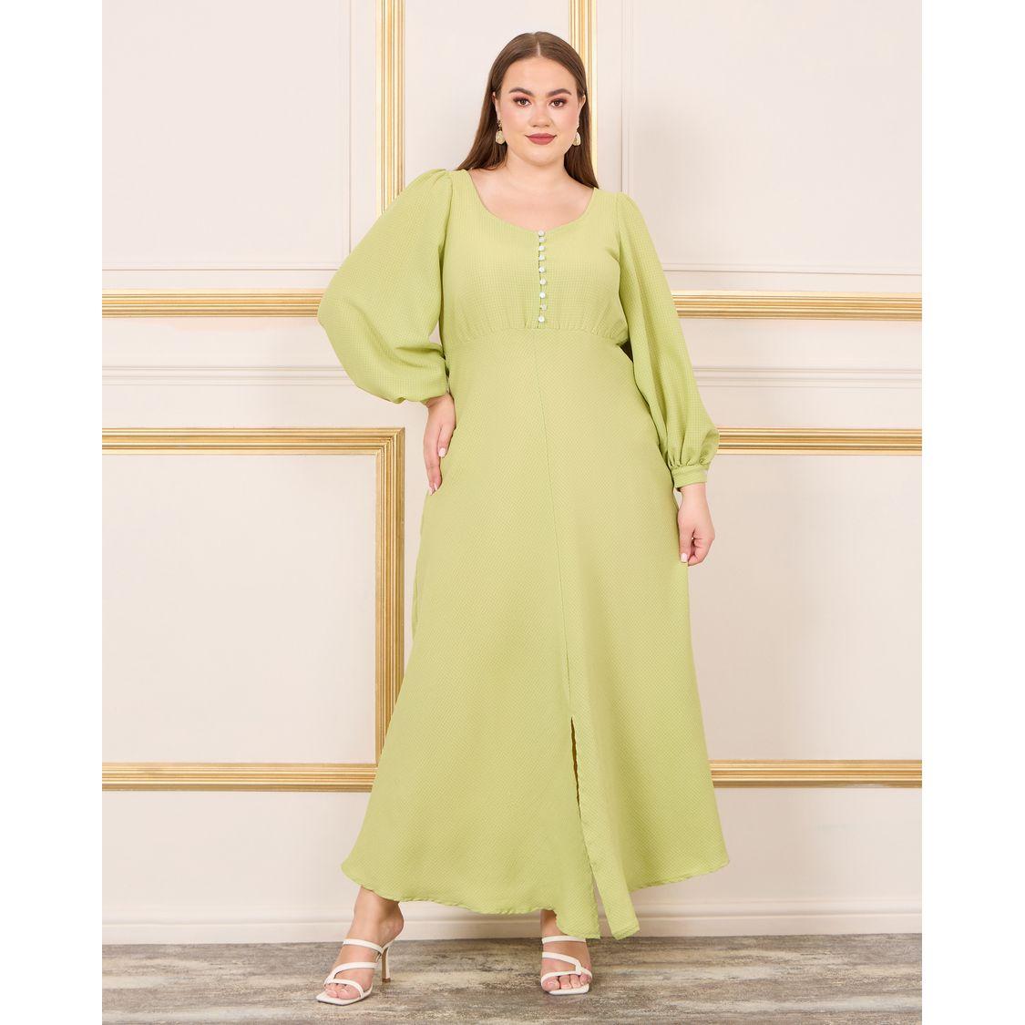 Styli Plus Checked Button Detail A-Line Maxi Dress-women-clothing-dresses-image-1