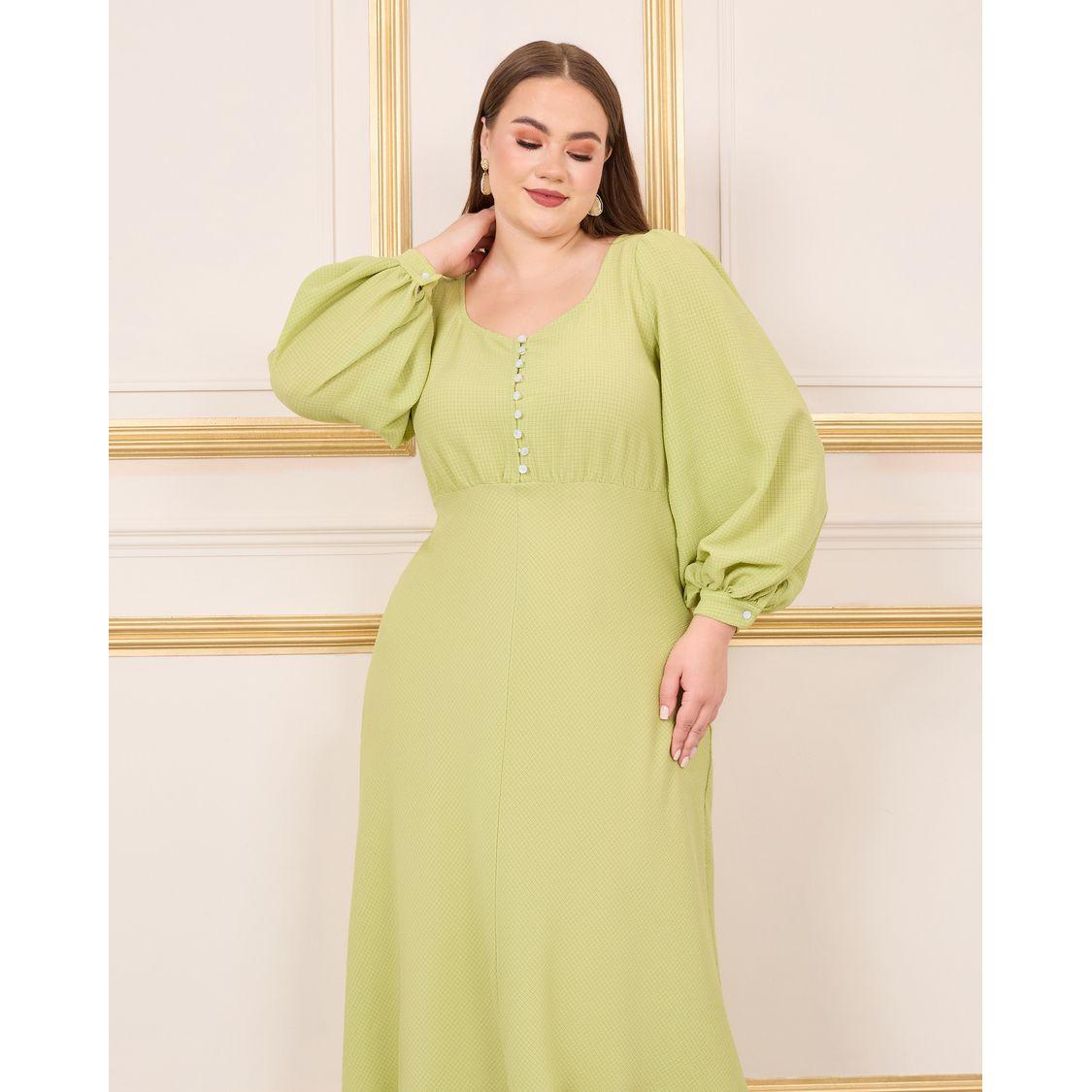 Styli Plus Checked Button Detail A-Line Maxi Dress-women-clothing-dresses-image-2