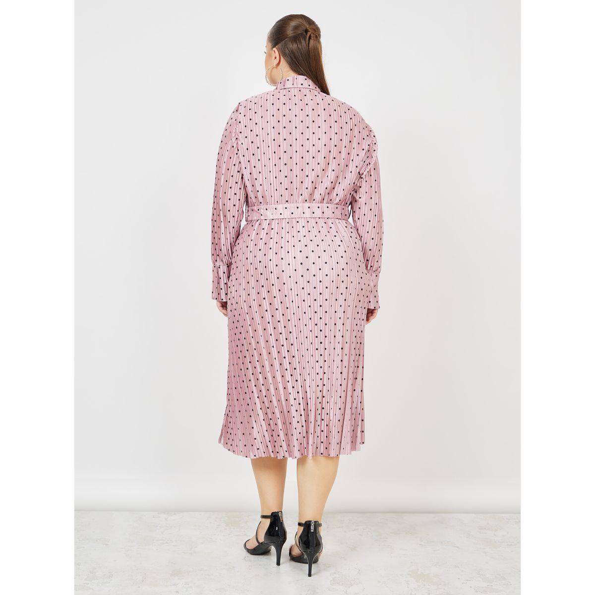 فستان ساتان ميدي بليسيه بمقاس كبير ورباط-women-clothing-dresses-image-4