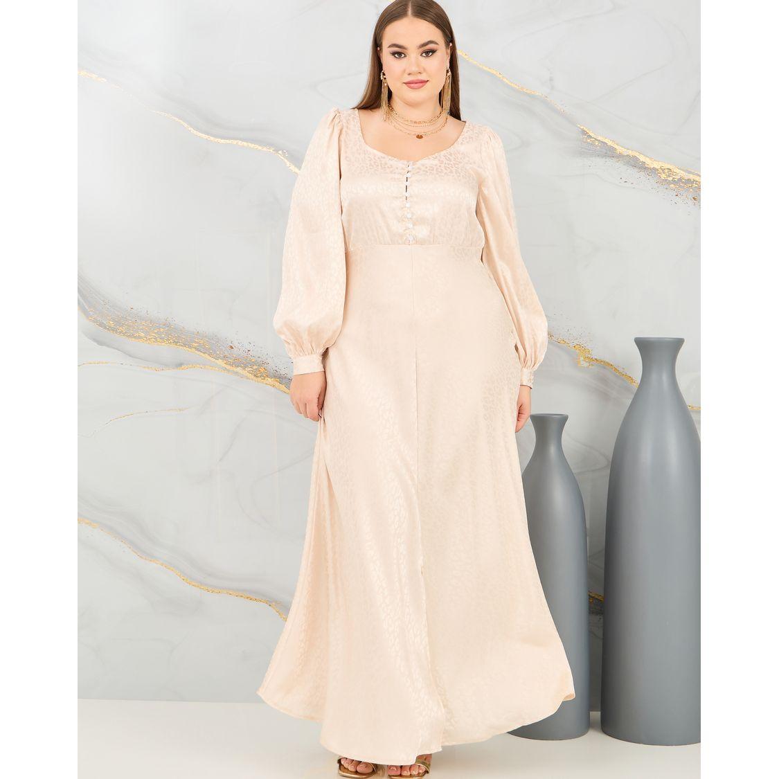 فستان طويل بمقاس كبير واكمام بيشوب-women-clothing-dresses-image-1