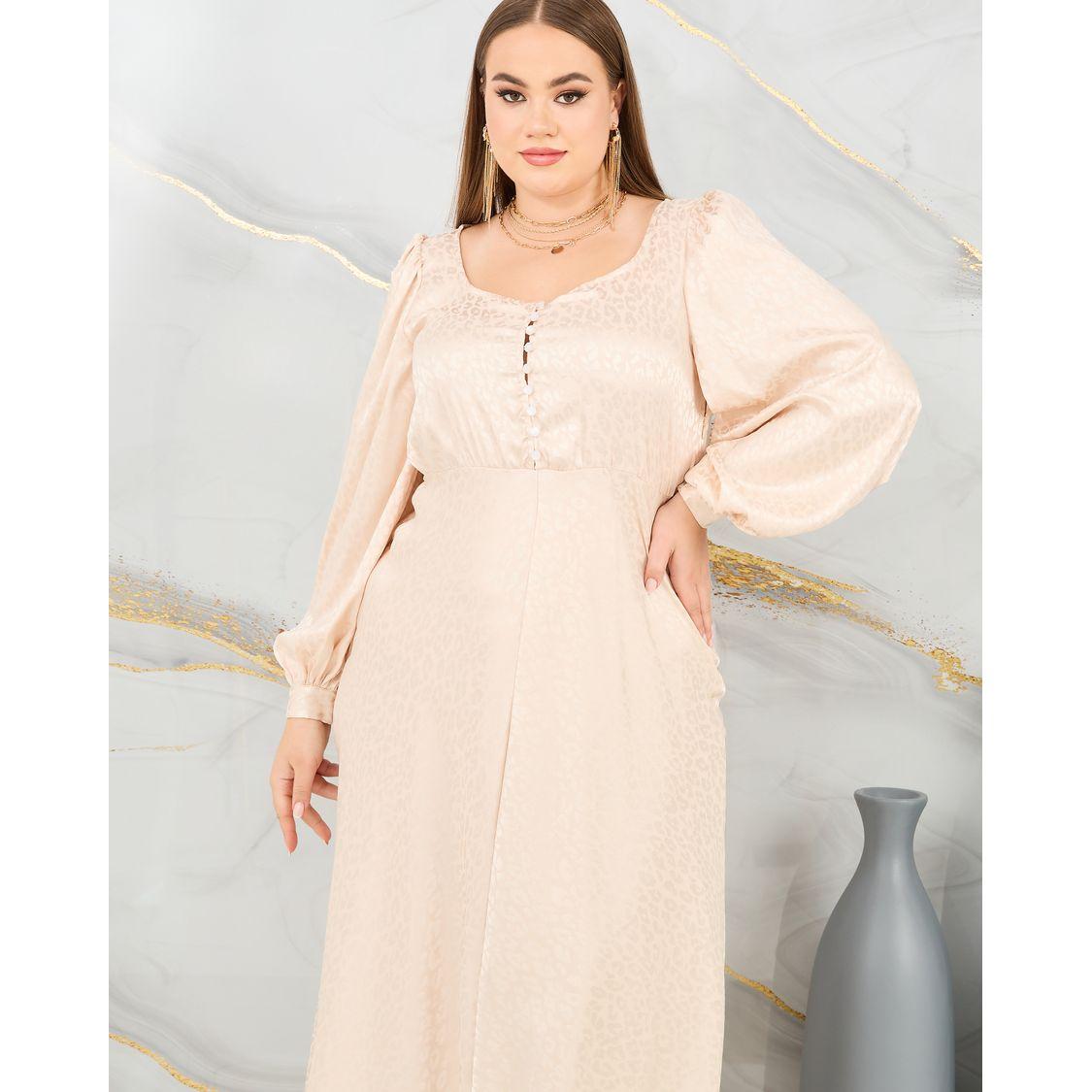 فستان طويل بمقاس كبير واكمام بيشوب-women-clothing-dresses-image-2