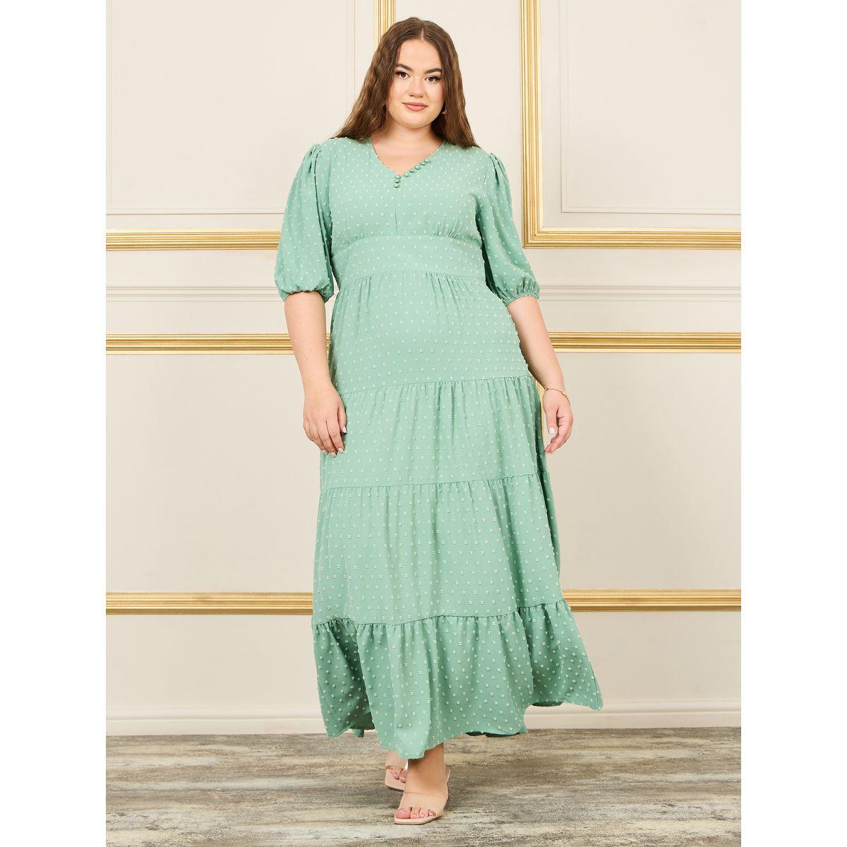 Styli Plus Button Detail Tiered Maxi Dress-women-clothing-dresses-image-1