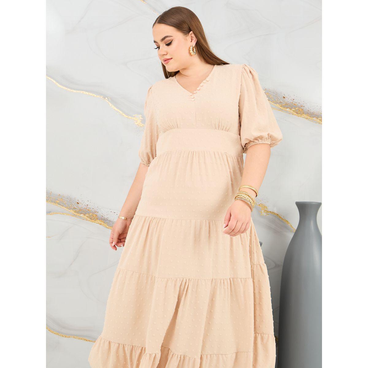 Styli Plus Button Detail Tiered Maxi Dress-women-clothing-dresses-image-2