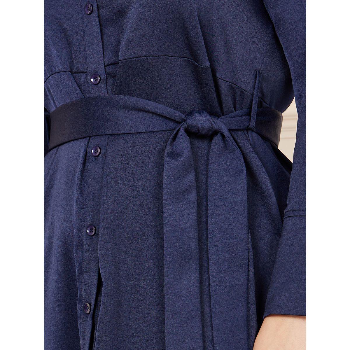 فستان ميدي ساتان بمقاس كبير وكسرات مع اربطة-women-clothing-dresses-image-3