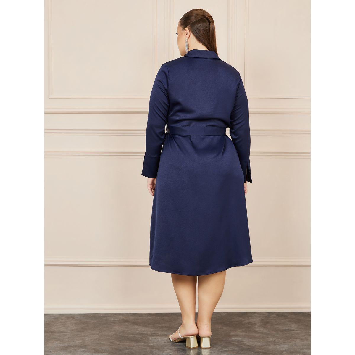 Styli Plus Satin Self Tie Up Shirt Midi Dress-women-clothing-dresses-image-4