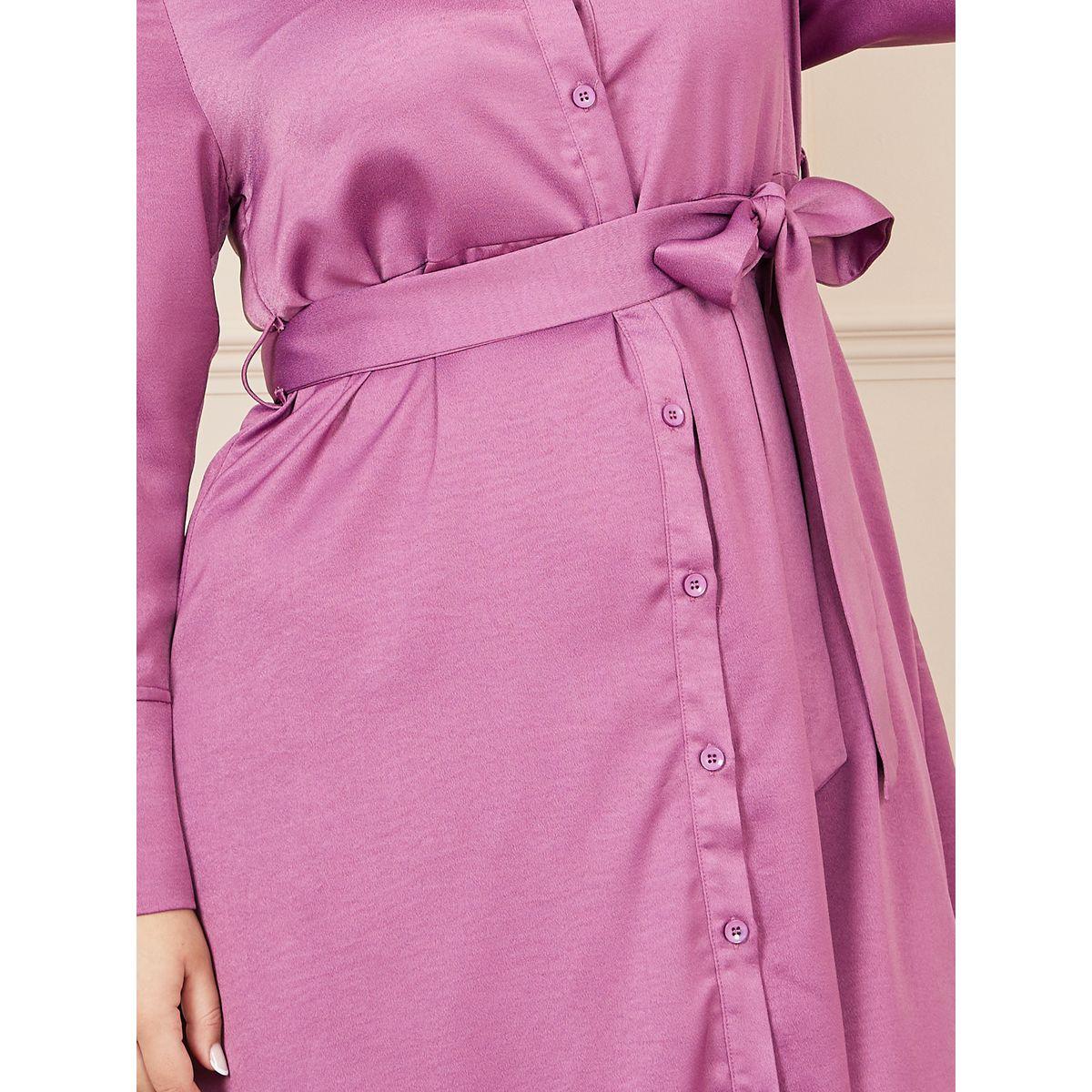 Styli Plus Satin Self Tie Up Shirt Midi Dress-women-clothing-dresses-image-3