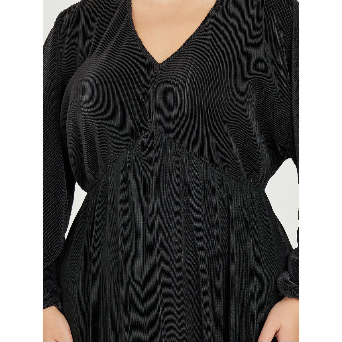 Styli Plus Plisse Maxi Dress with Volume Sleeves-women-clothing-dresses-image-3