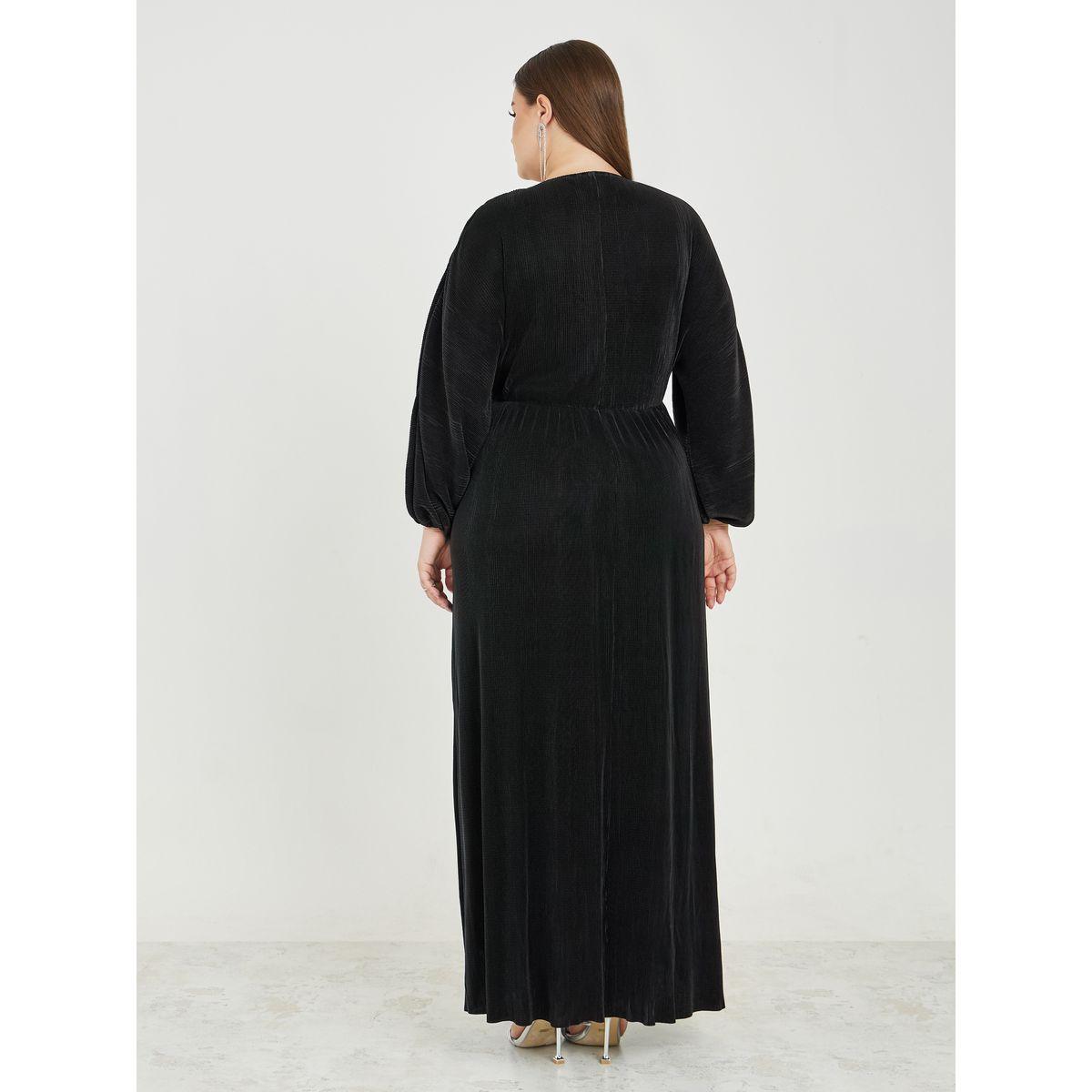 فستان بليسيه طويل بمقاس كبير مع اكمام فوليوم-women-clothing-dresses-image-4