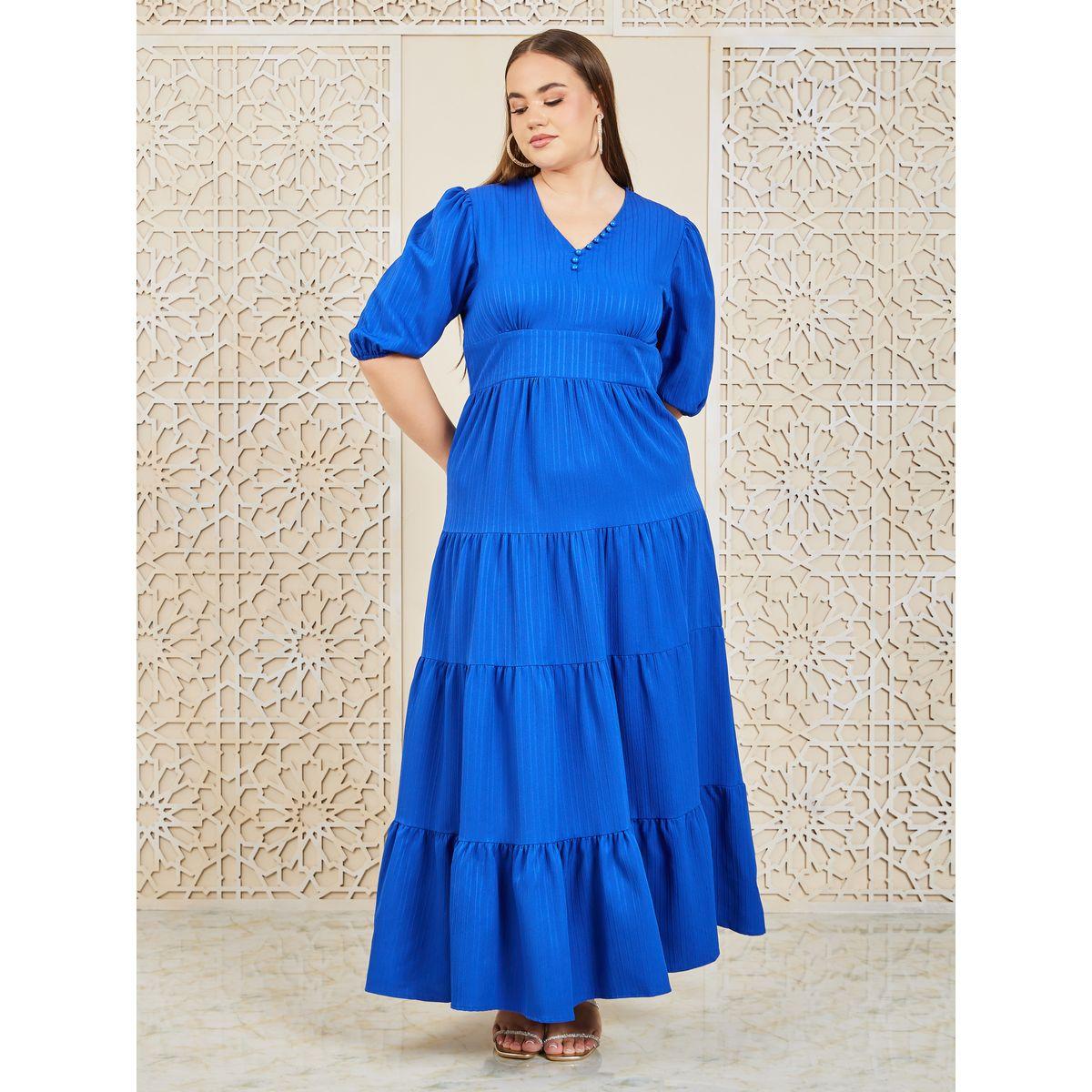 فستان طويل بمقاس كبير مع كسرات وأزرار-women-clothing-dresses-image-4