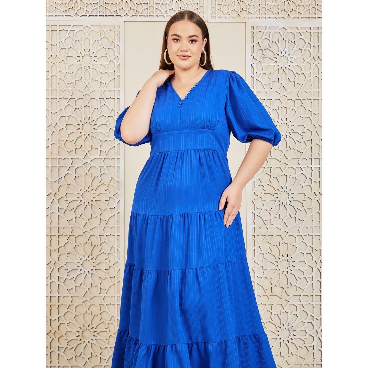Styli Plus Button Detail Tiered Maxi Dress-women-clothing-dresses-image-2