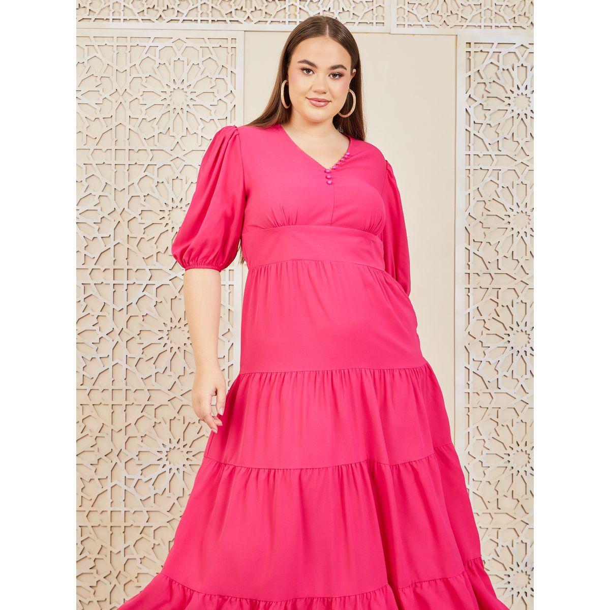 Styli Plus Button Detail Tiered Maxi Dress-women-clothing-dresses-image-2