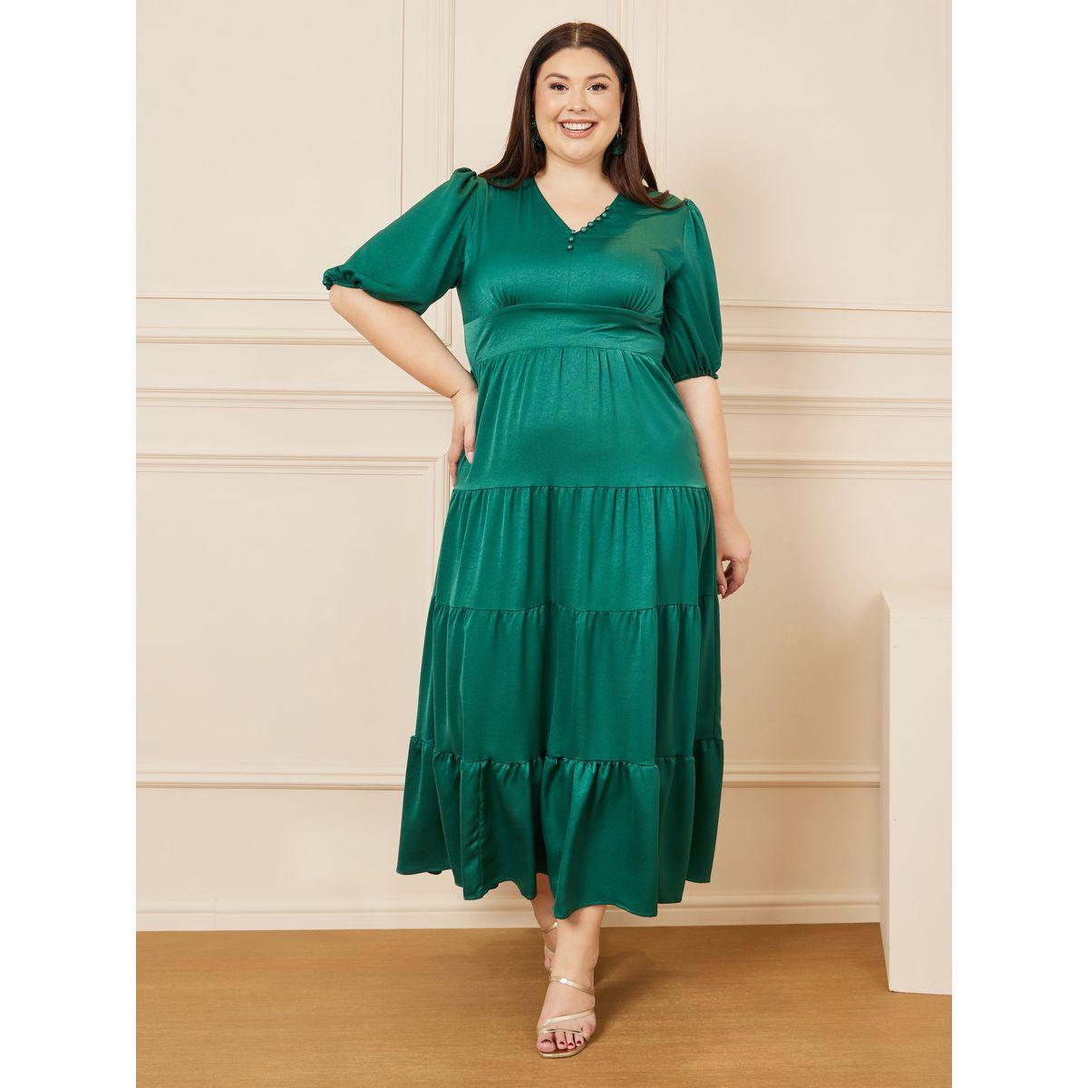 Styli Plus Satin Button Detail Tiered Maxi Dress-women-clothing-dresses-image-1