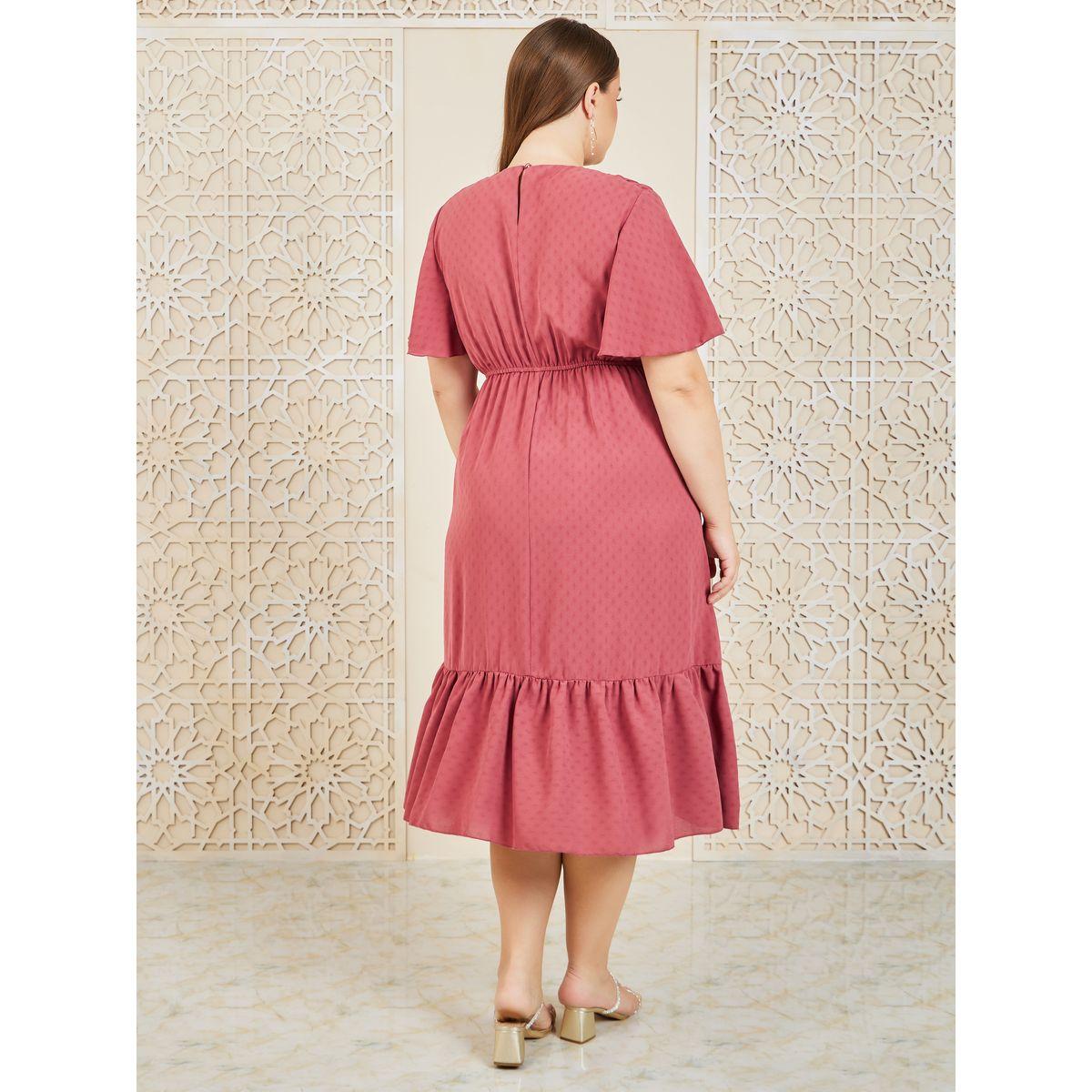 فستان ميدي بكسرات مع رباط خصر-women-clothing-dresses-image-4