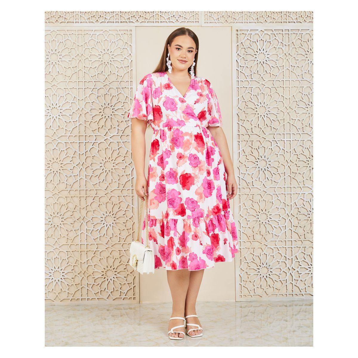 Styli Plus Floral Print A-Line Midi Dress-women-clothing-dresses-image-1